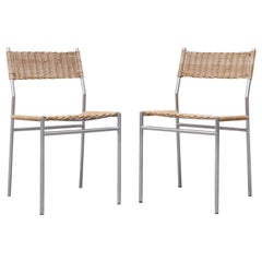 Pair of Martin Visser Chrome and Wicker Side Chairs for t'Spectrum