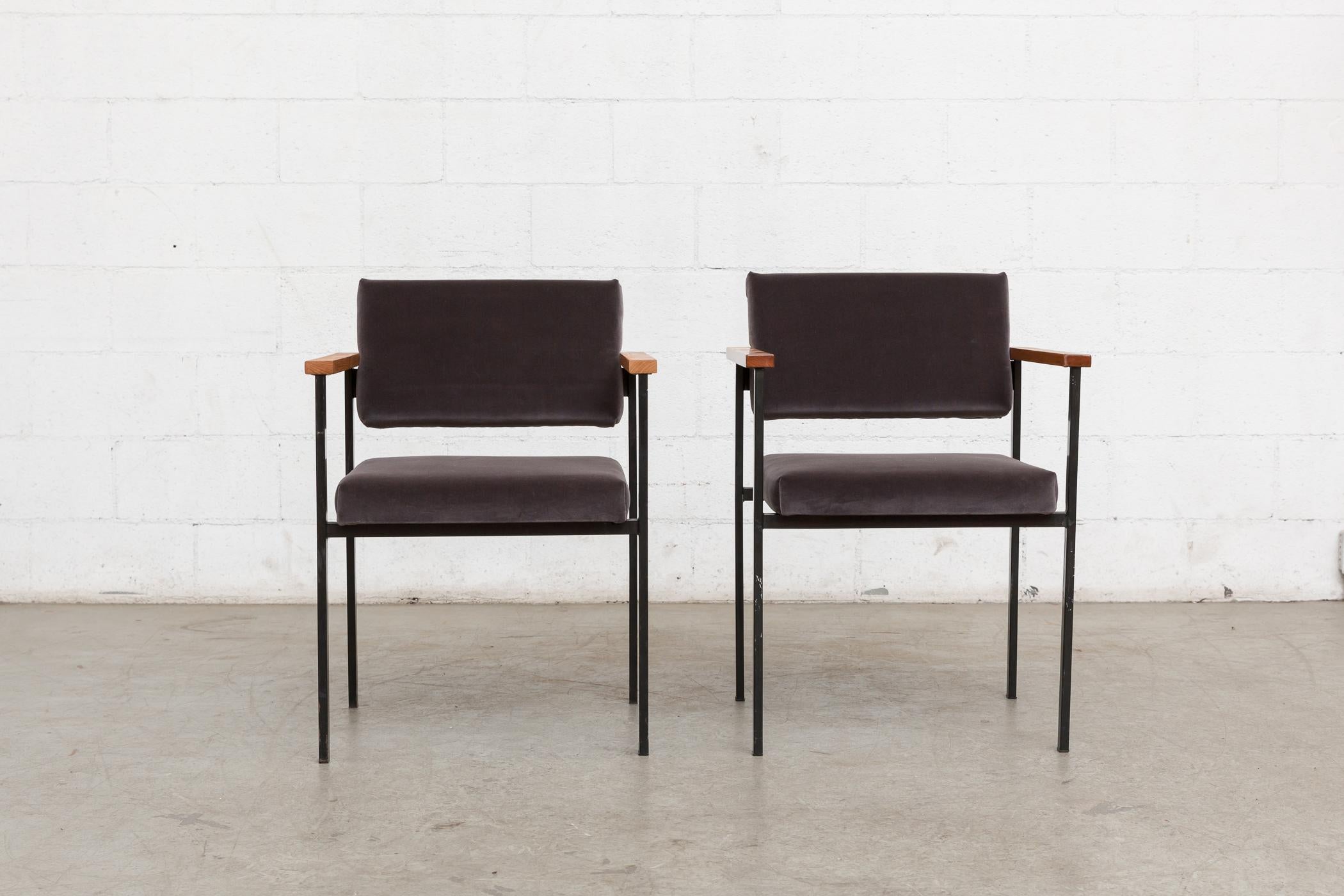 Pair of Martin Visser Style Grey Velvet Armchairs 2