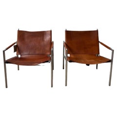 Pair of Martin Visser Mid-Century Leather Armchairs