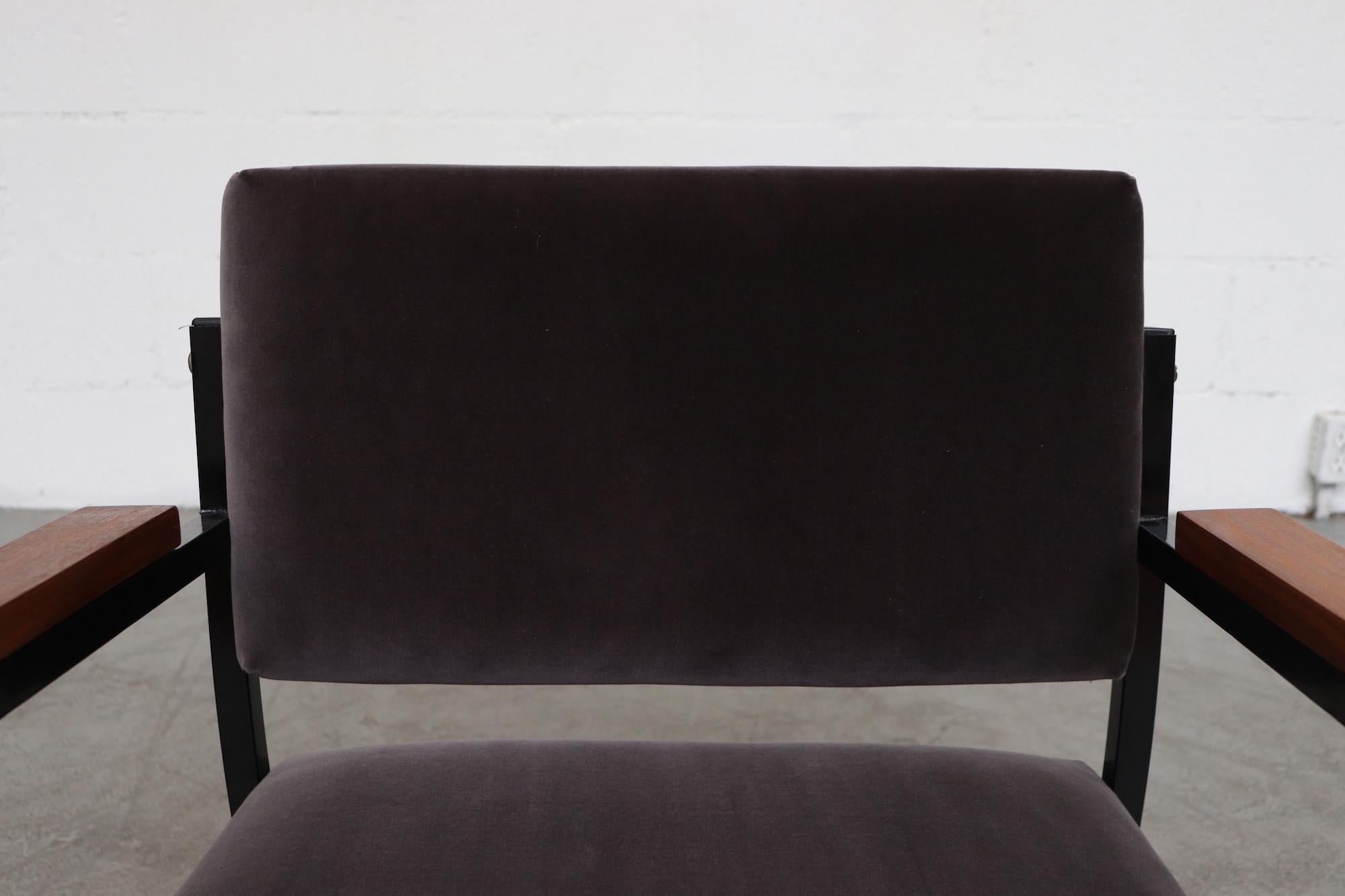 Pair of Martin Visser Style Grey Velvet Armchairs 1
