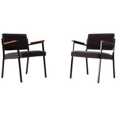 Pair of Martin Visser Style Grey Velvet Armchairs