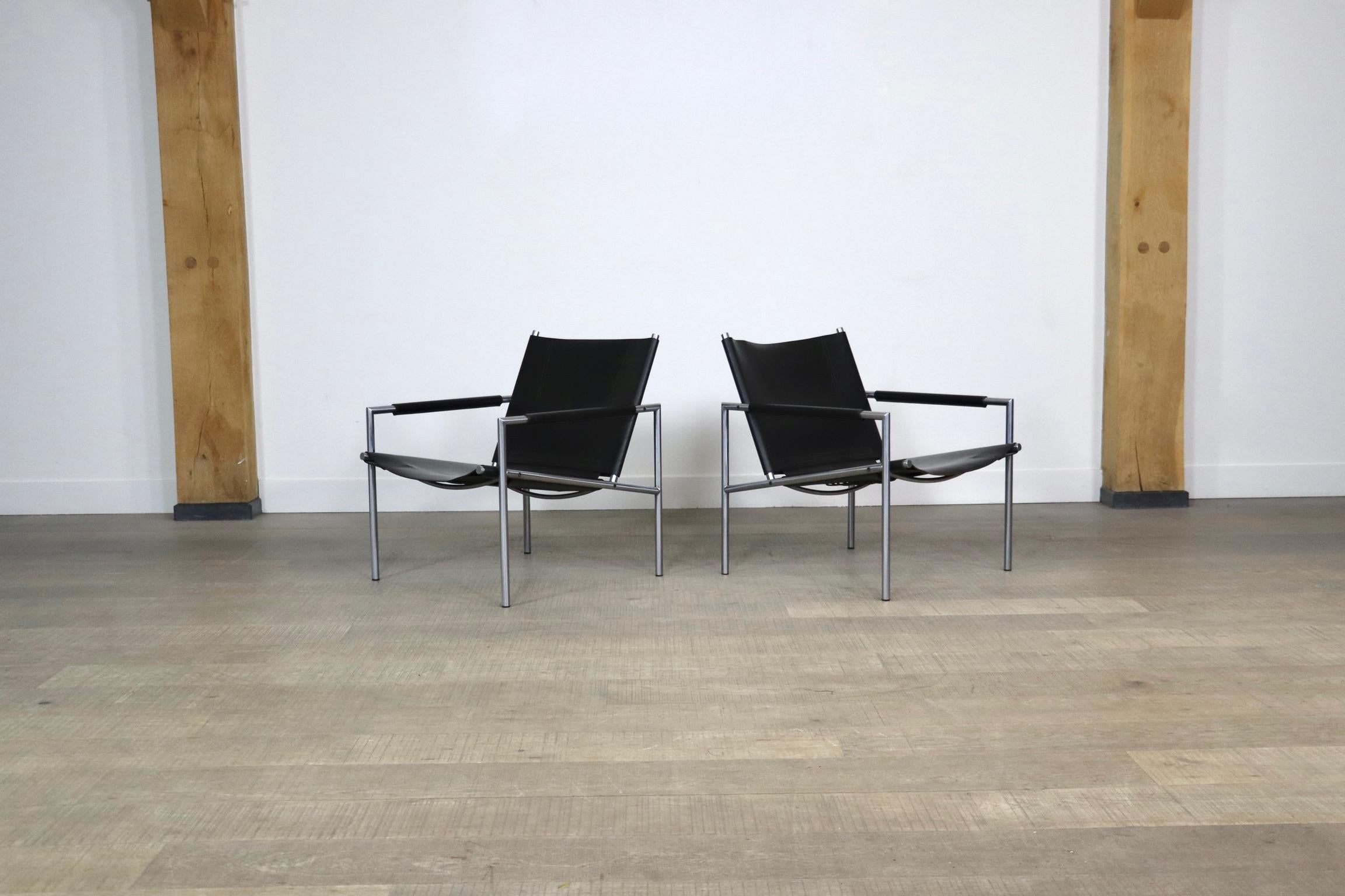 Steel Pair Of Martin Visser SZ02 Lounge Chairs For ‘T Spectrum 1965 For Sale