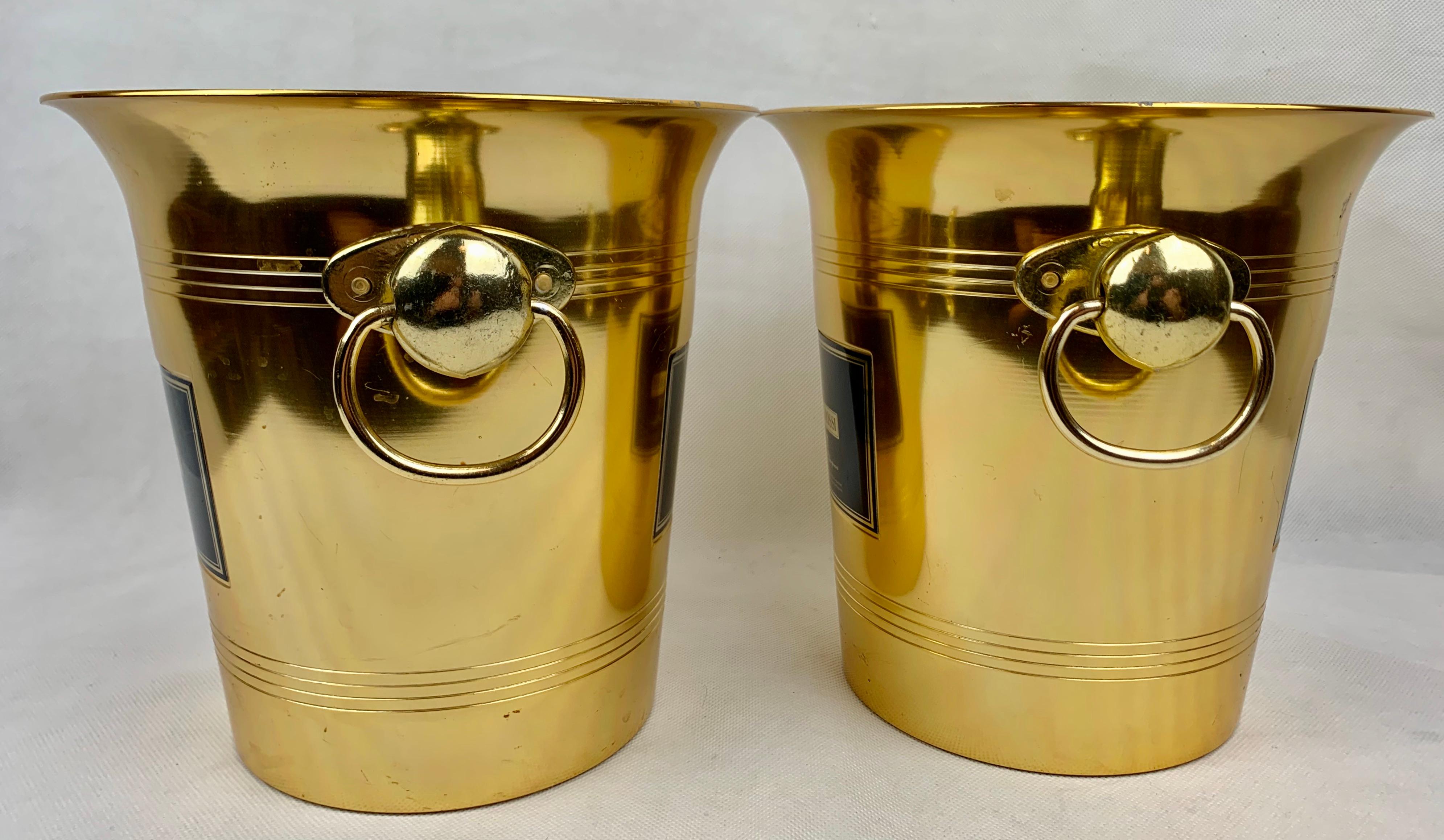 Cast A Pair of Martini & Rossi Golden Champagne Coolers by Vogalu, France, c, 1990