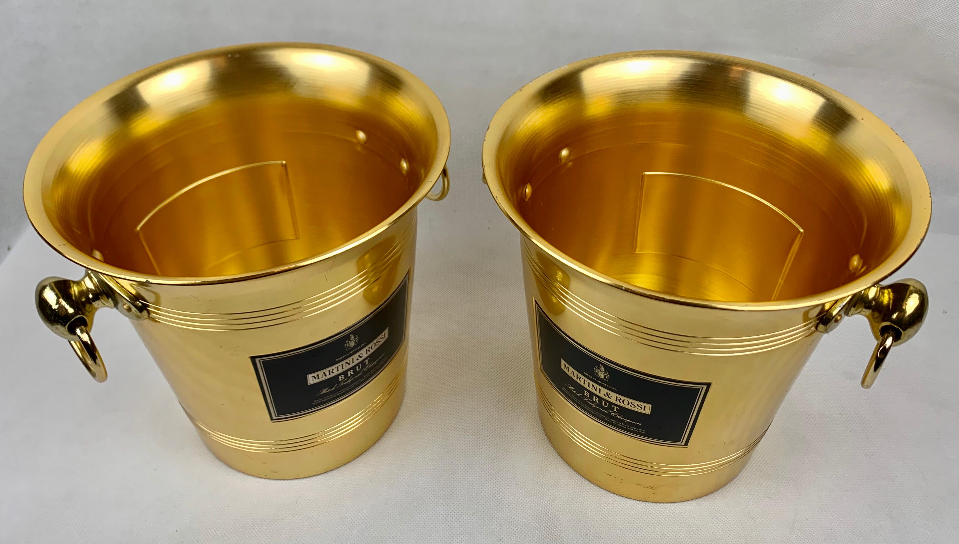 Late 20th Century A Pair of Martini & Rossi Golden Champagne Coolers by Vogalu, France, c, 1990
