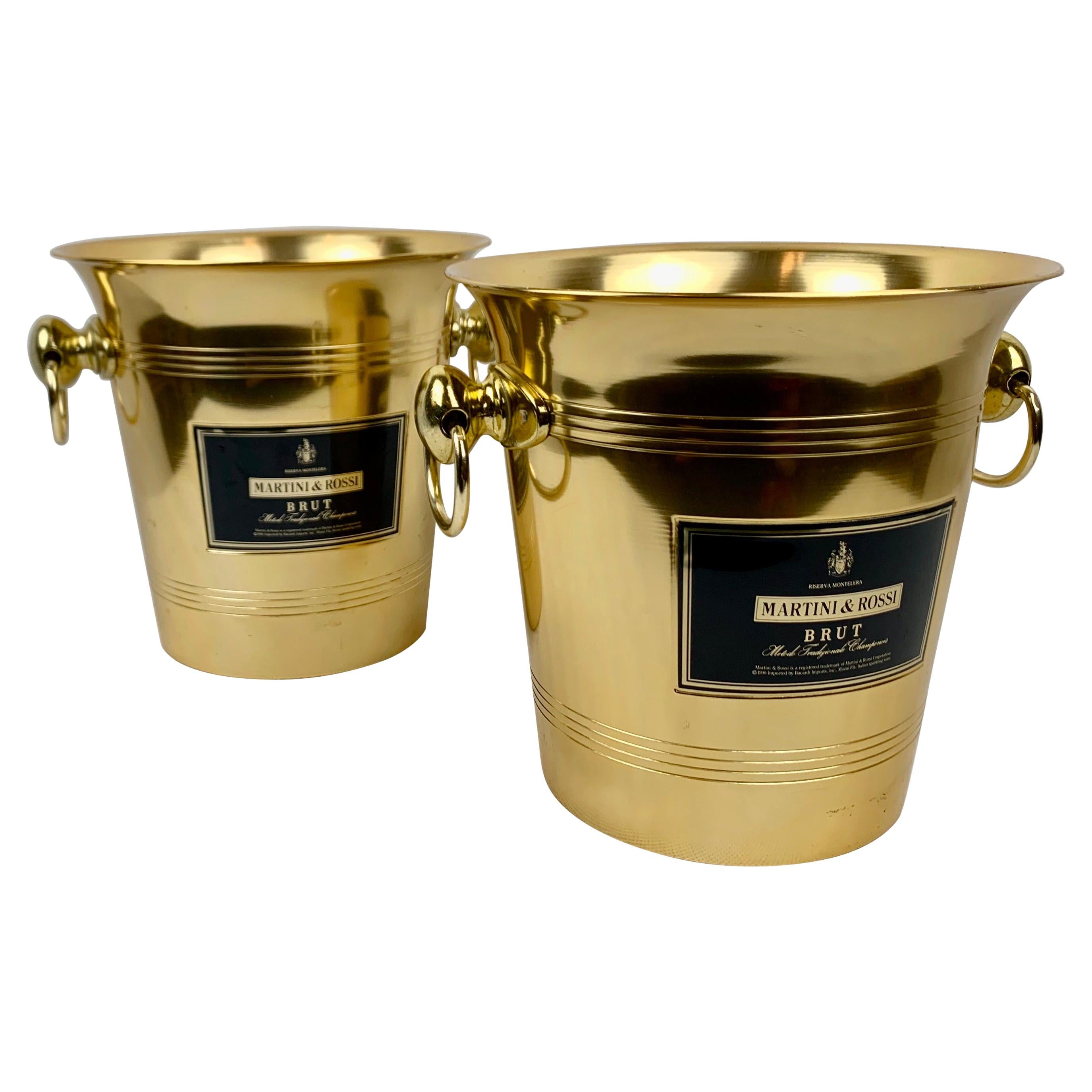 A Pair of Martini & Rossi Golden Champagne Coolers by Vogalu, France, c, 1990