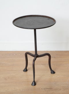 Pair of Martini Tripod Hand Forged Hoof Feet Side Table, in Stock