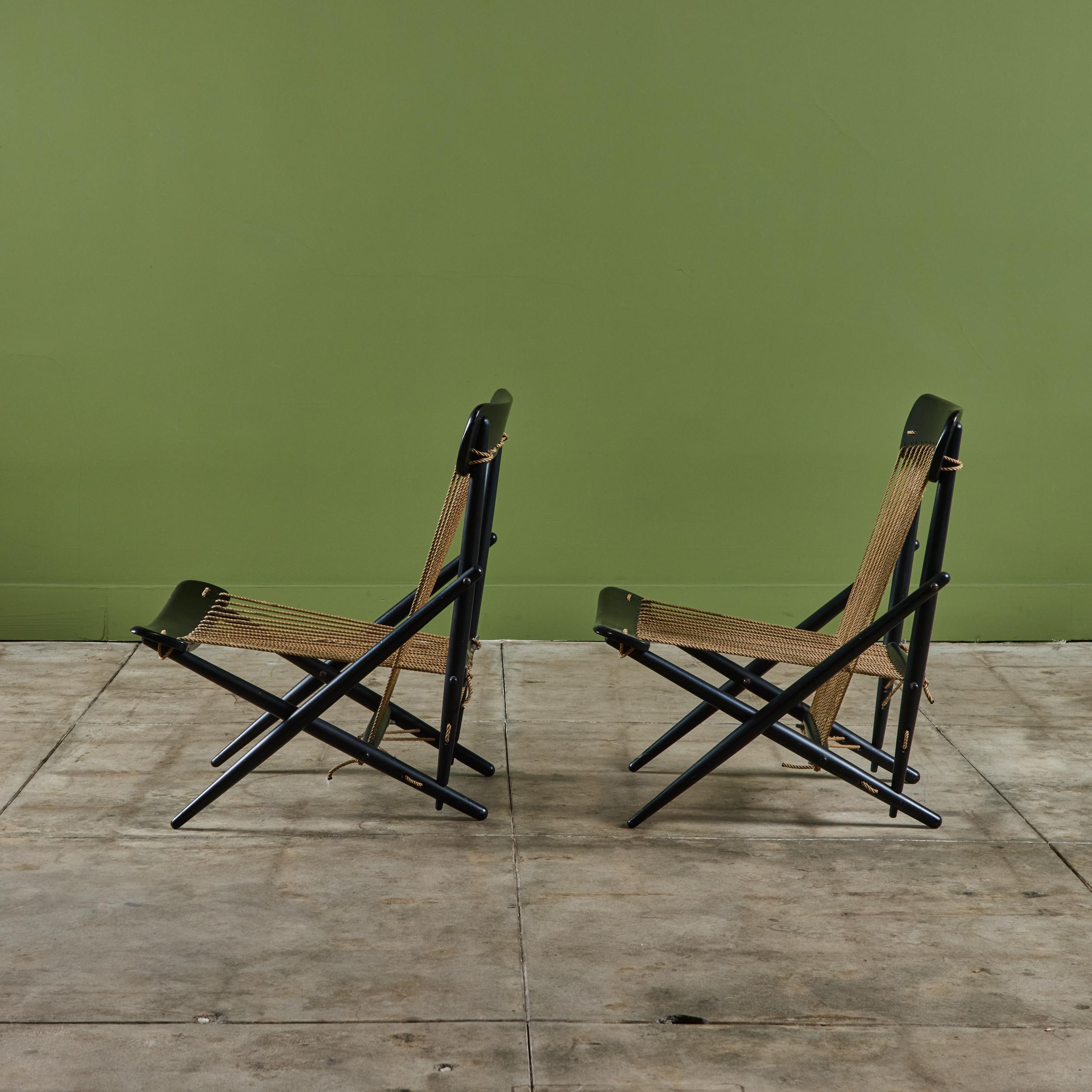 Paire de chaises longues en corde Maruni Bon état - En vente à Los Angeles, CA