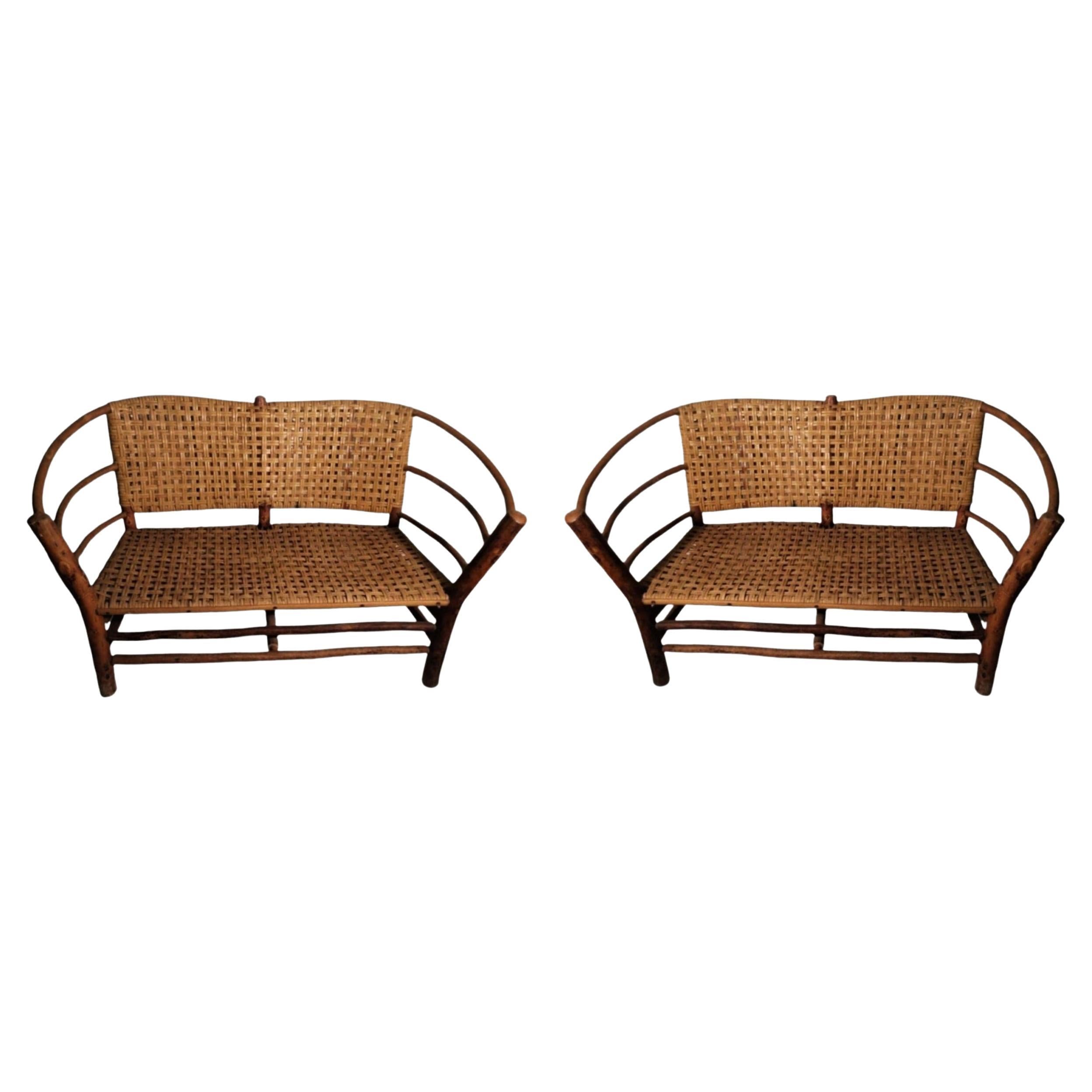 Pair of Marysville Old Hickory Settees