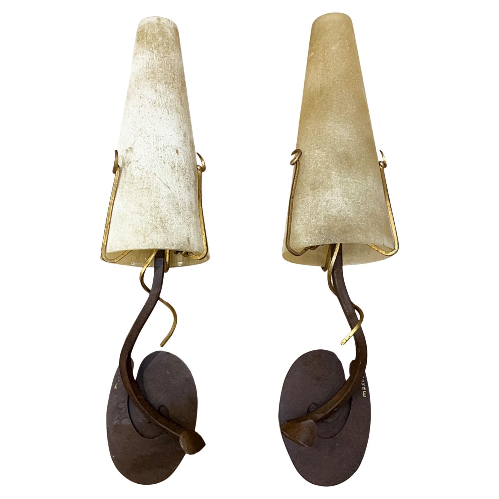 Pair of Masca Torch Wall Sconces For Sale