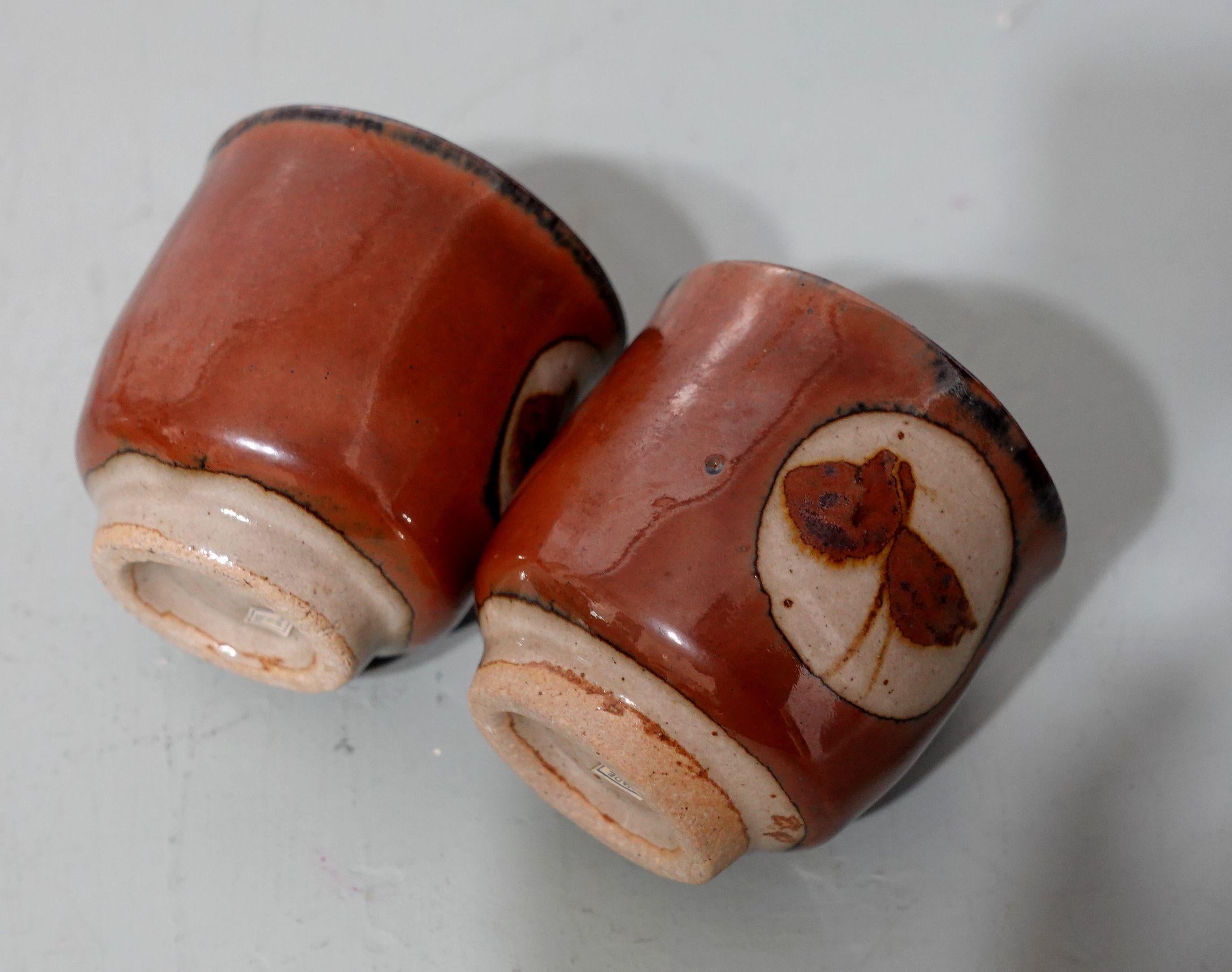 Paire de poteries japonaises Mashiko Yaki de l'atelier de poterie Yunomi du milieu du siècle dernier en vente 3