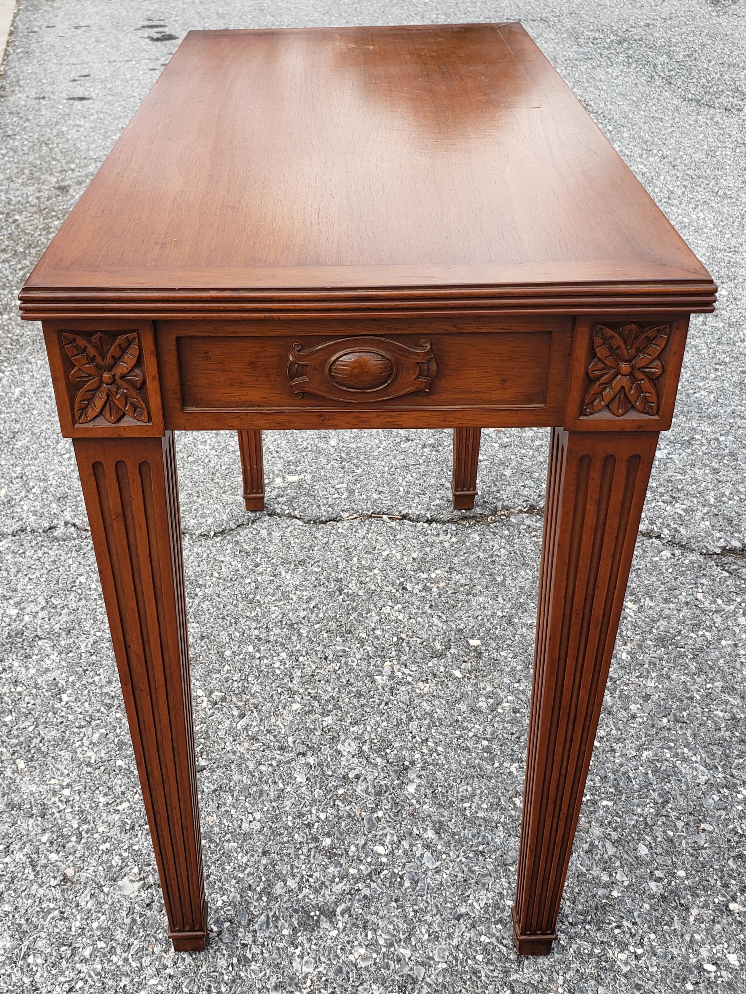Hand-Carved Pair of Maslow Freen Louis XVI Style Handcarved Carved Single Drawer Side Tables For Sale