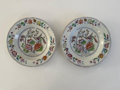 PAIR of Mason's Ironstone Soup Bowls Flying Bird Chinoiserie Pattern, circa 1880