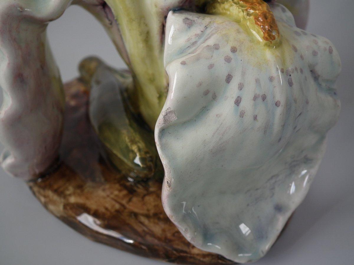 Pair of Massier Style French Majolica Iris Vases 8