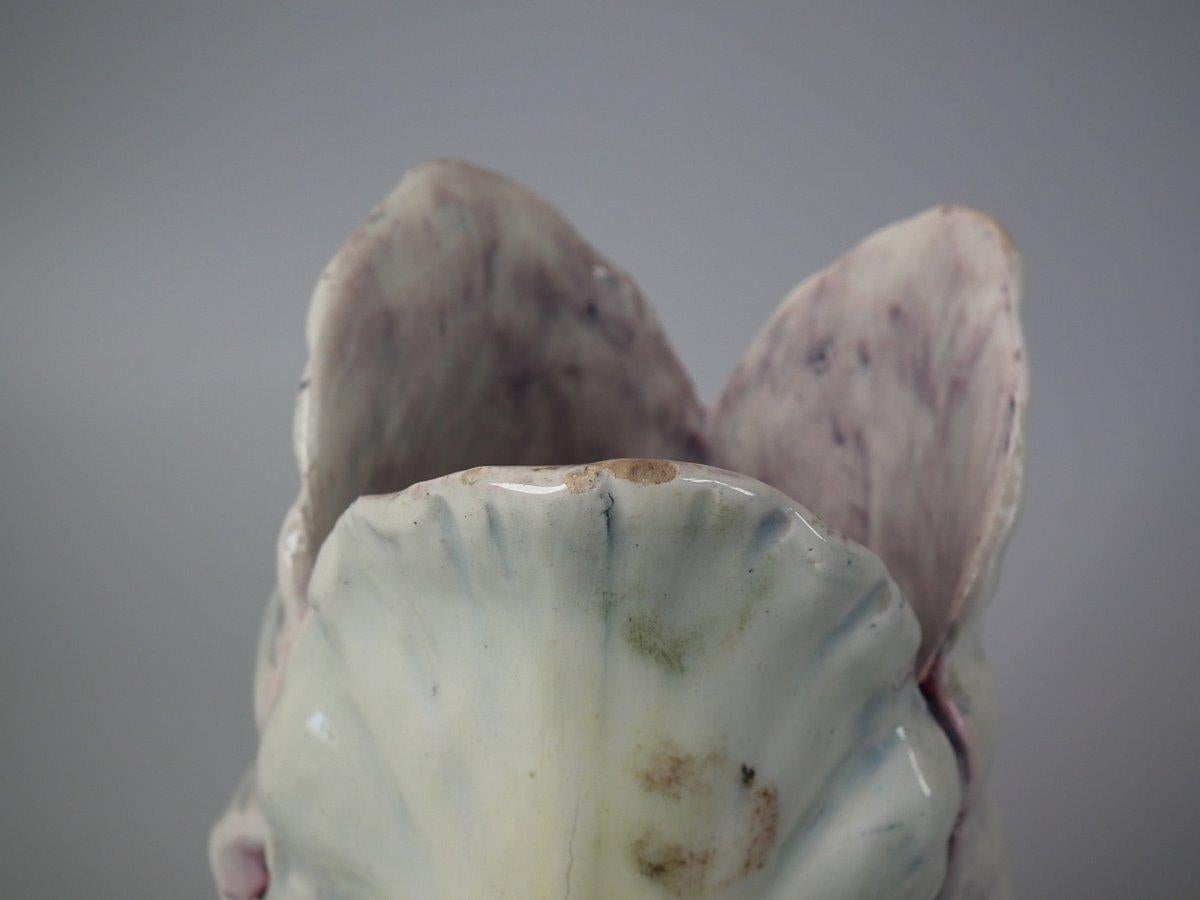 Pair of Massier Style French Majolica Iris Vases 1