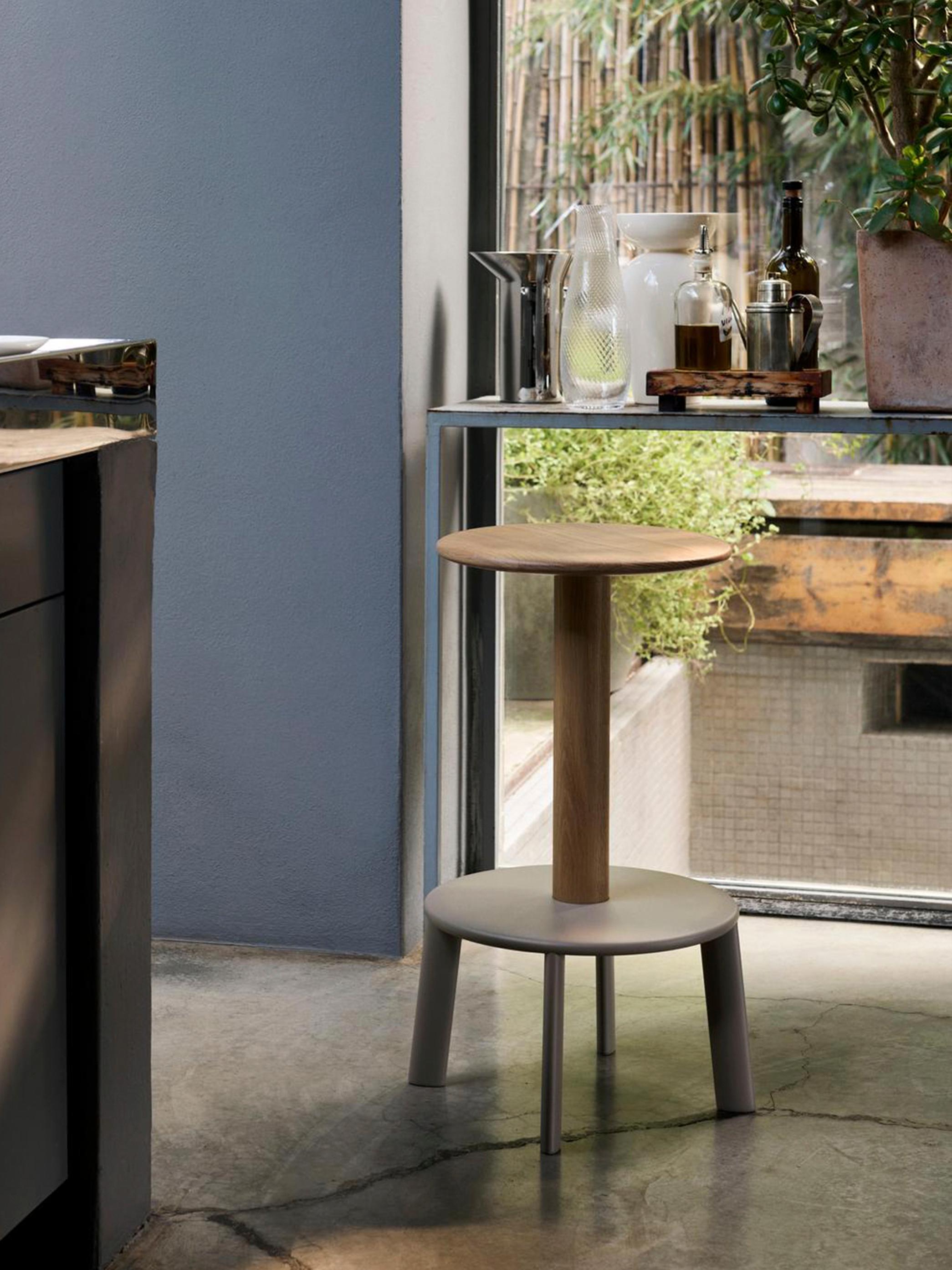 Contemporary Pair of Massif Counter Stools, AV39, Oak & Grey Beige by Anderssen & Voll for &T For Sale