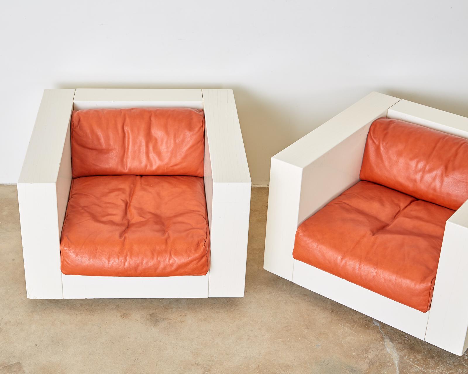 20th Century Pair of Massimo and Lella Vignelli for Poltronova Saratoga Cube Chairs