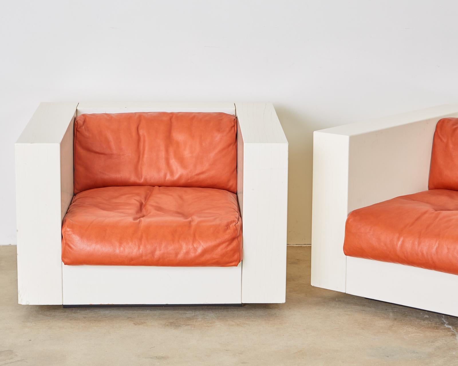 Metal Pair of Massimo and Lella Vignelli for Poltronova Saratoga Cube Chairs