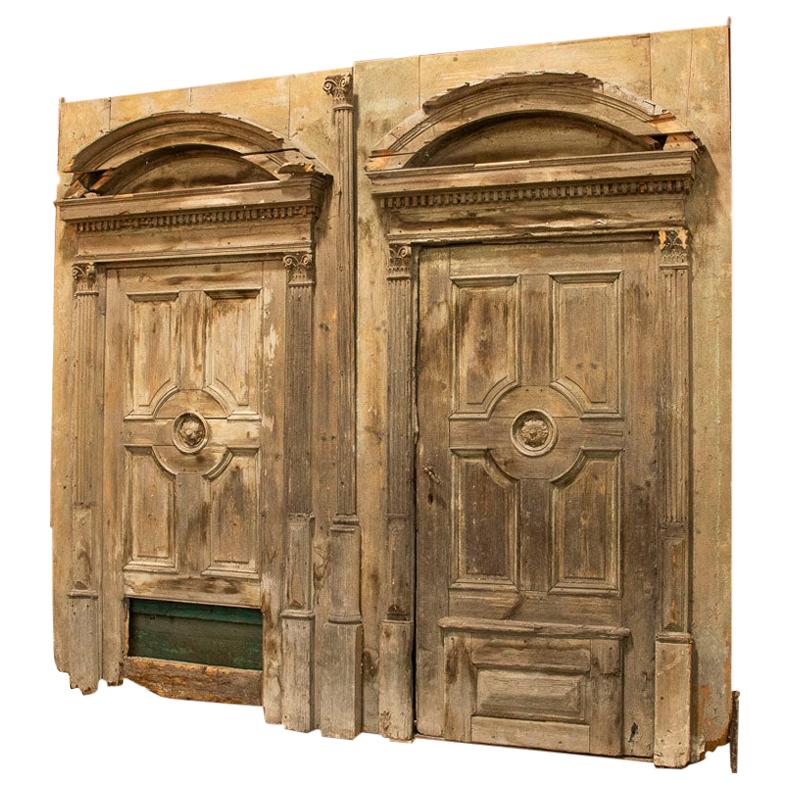 Pair of Massive Antique Salvaged Architectural Doors with Arches