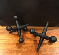 Pair of Massive Atomic Jacks / Jax Bookends / Doorstop Attributed to Bill Curry