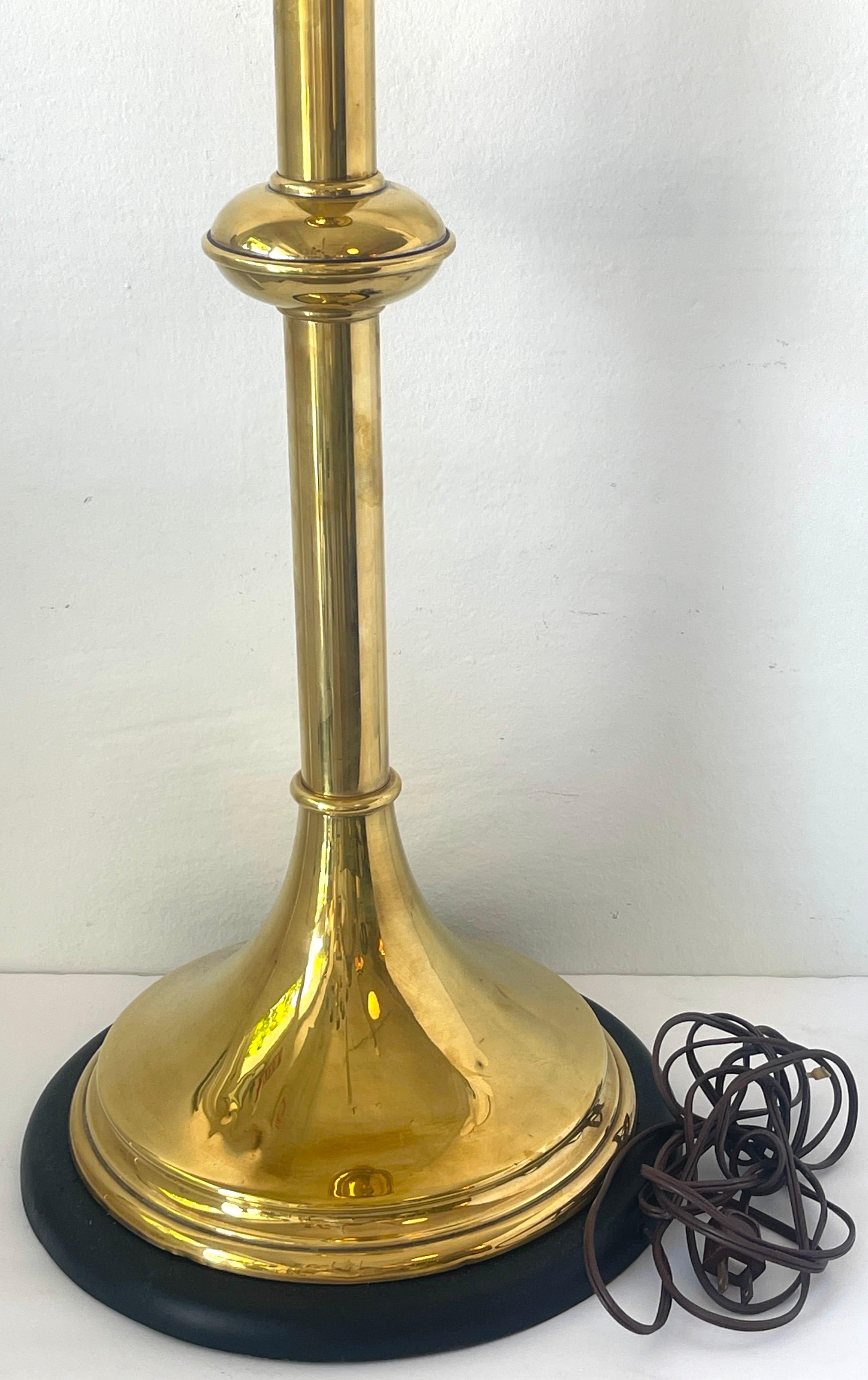 Pair of Massive Brass 'Trumpet' Gothic Style Lamps For Sale 1