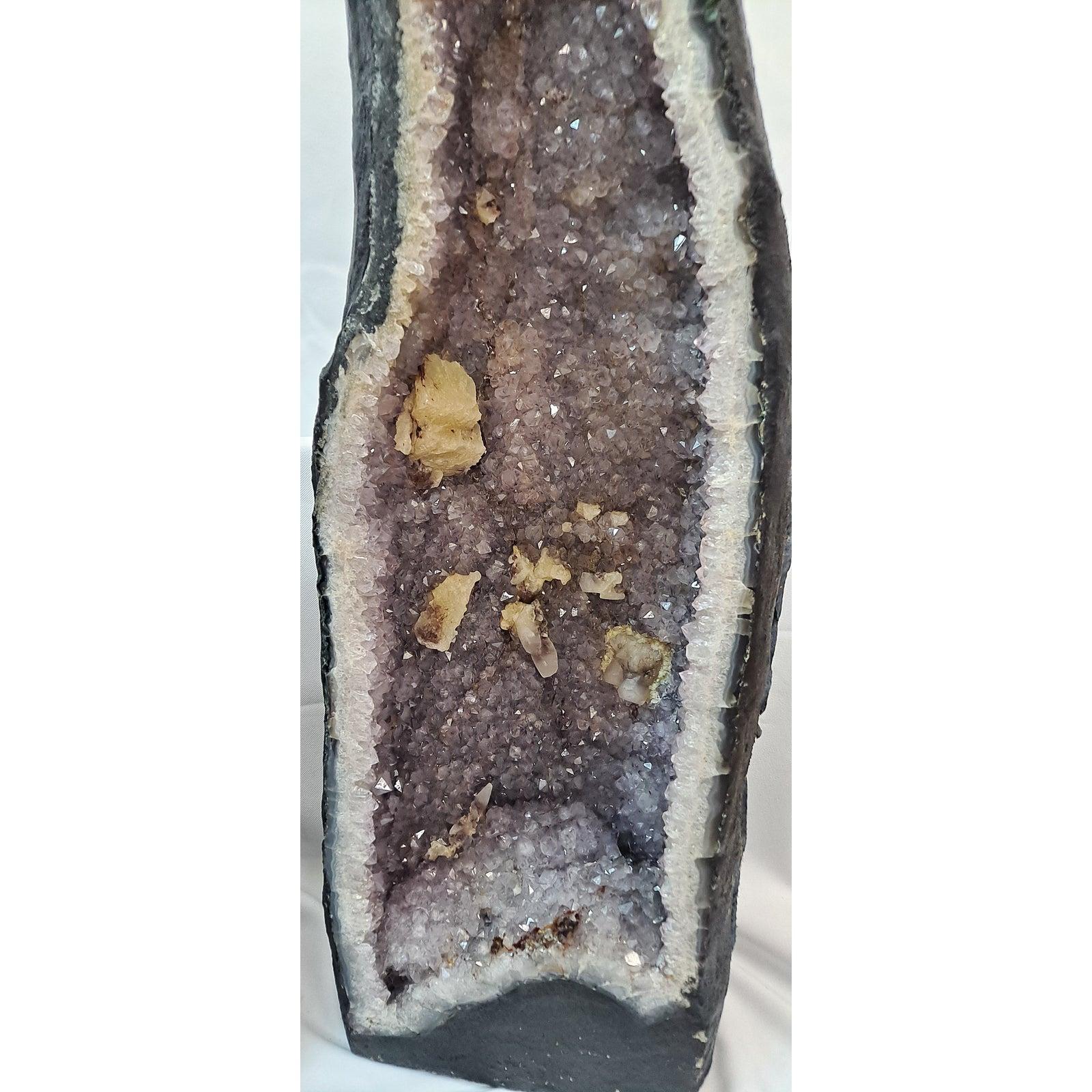 Rock Crystal Pair of Massive Brazilian Cathedral Geodes For Sale