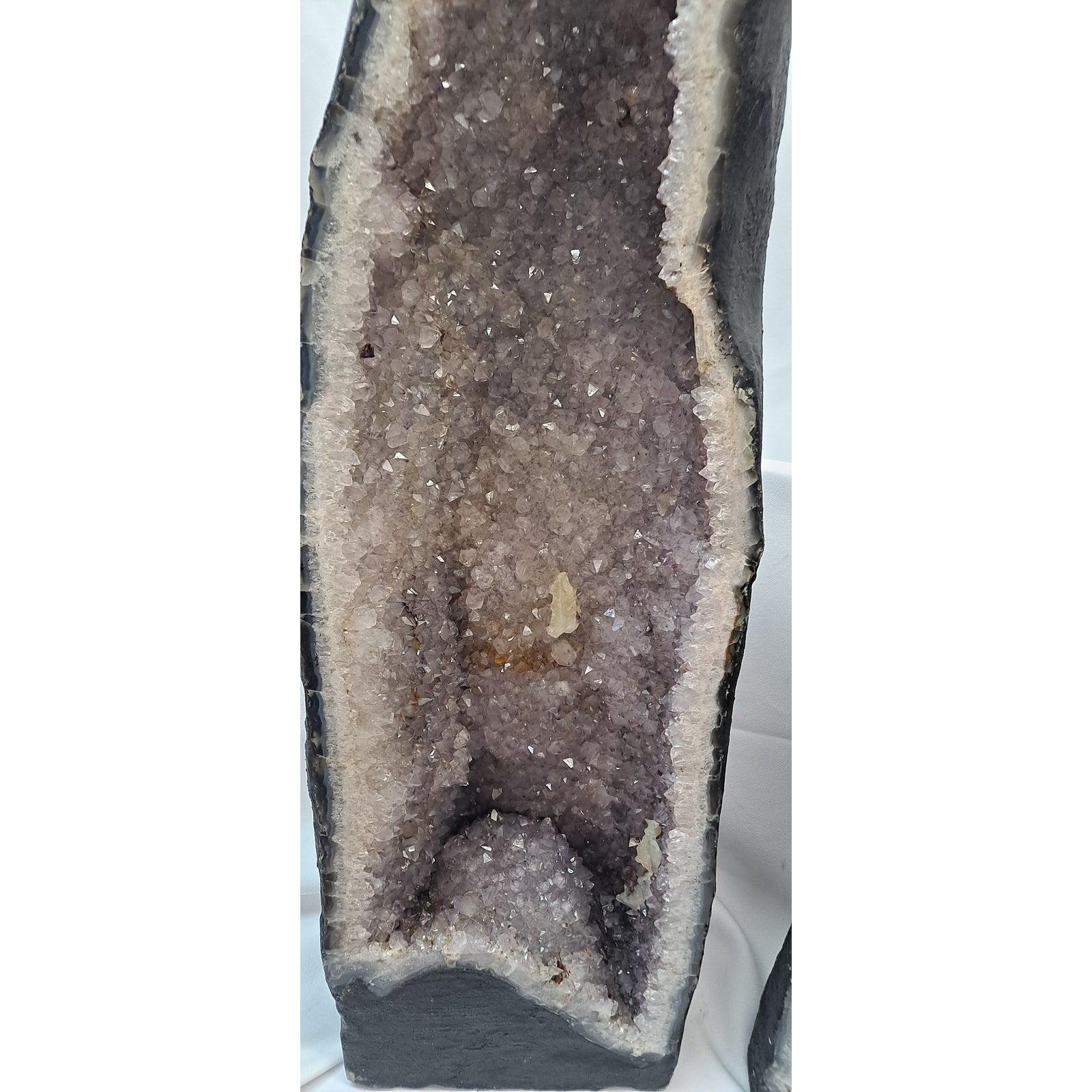Pair of Massive Brazilian Cathedral Geodes For Sale 1
