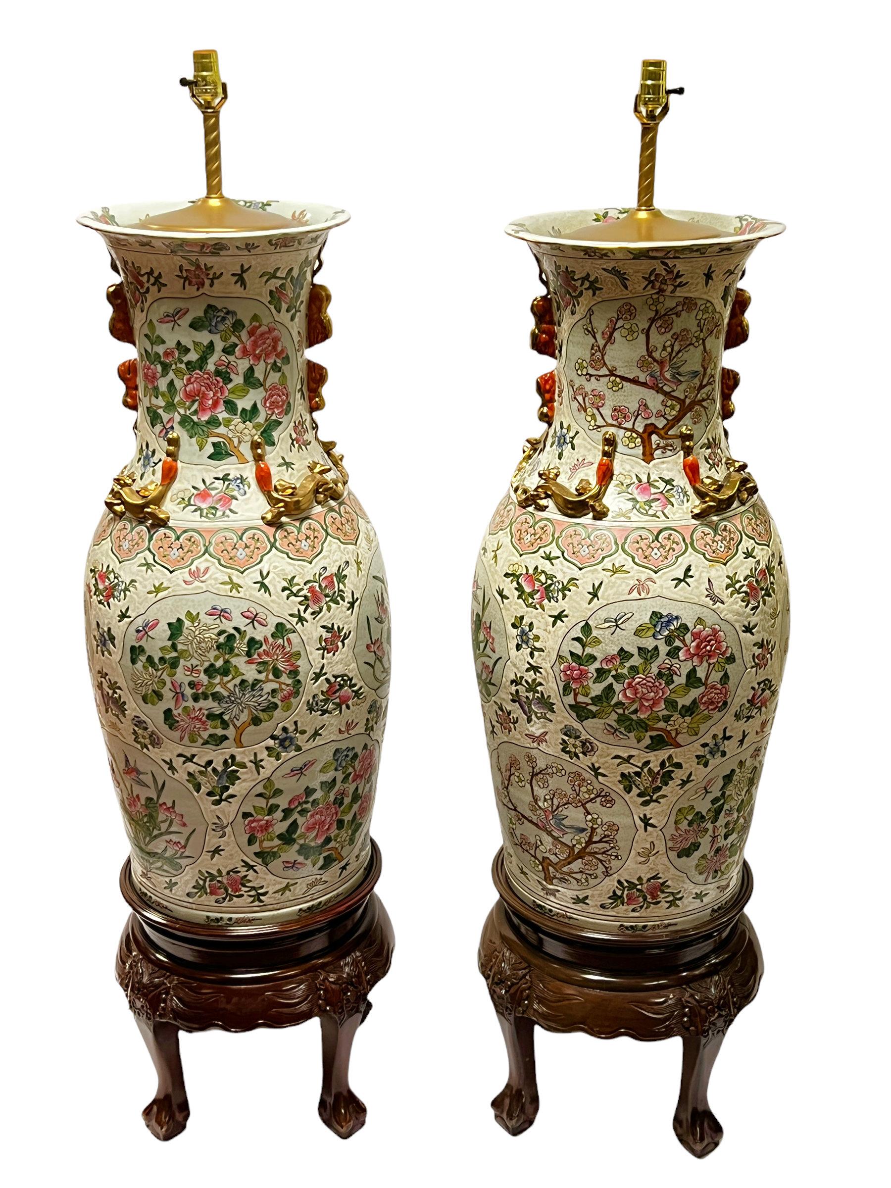 Pair of Massive Chinese Porcelain Vases Mounted as Floor Lamps 6