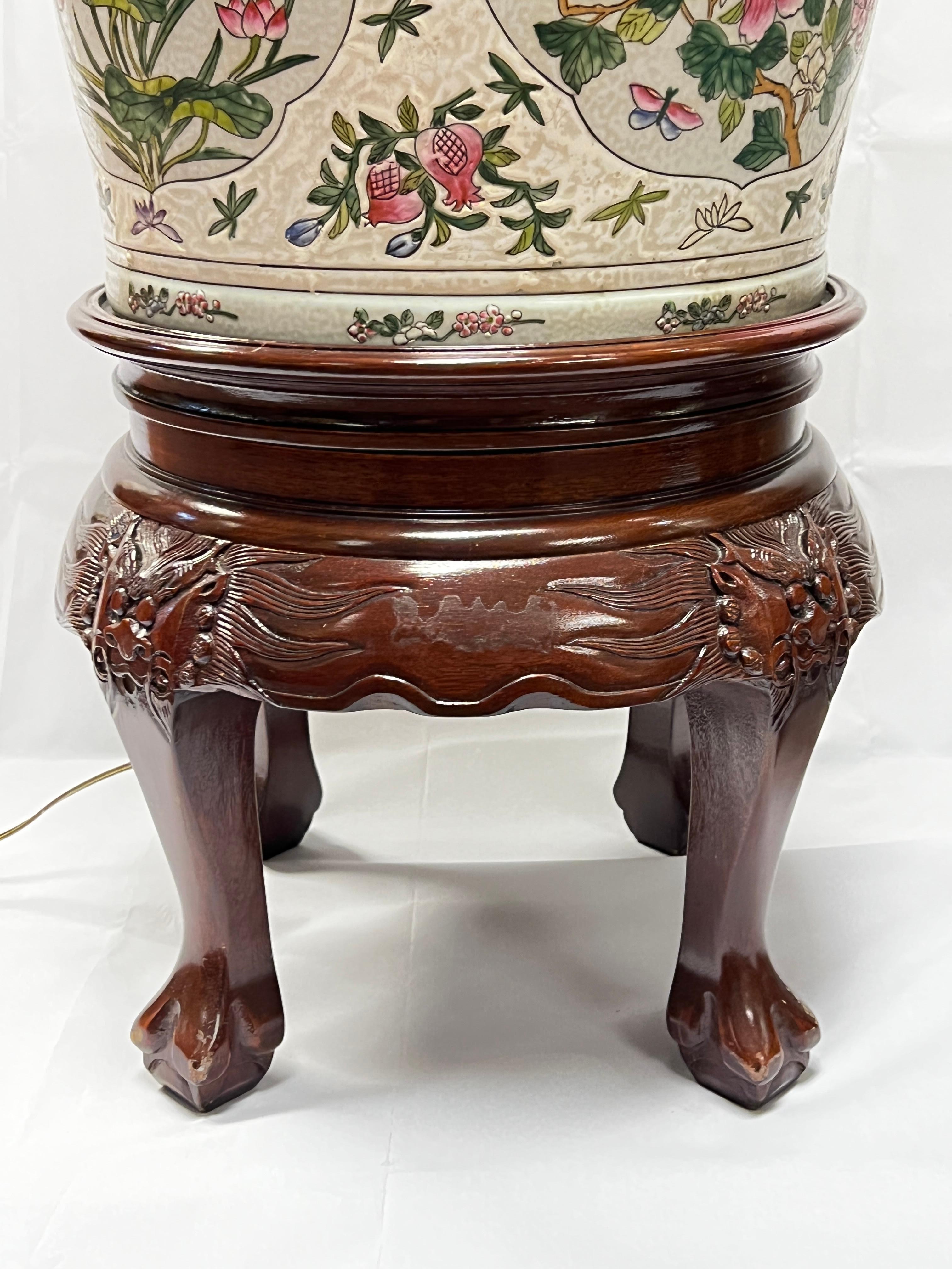 Late 20th Century Pair of Massive Chinese Porcelain Vases Mounted as Floor Lamps