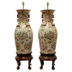 Pair of Massive Chinese Porcelain Vases Mounted as Floor Lamps