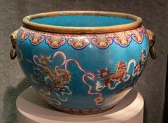Coppia di enormi cisterne smaltate e cloisonné