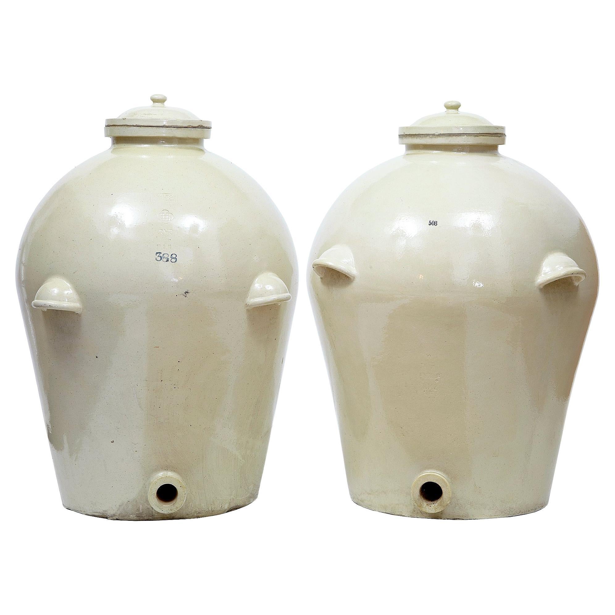 Pair of Massive Doulton of Llondon RMS Shipping Stoneware Alcohol Jars For Sale