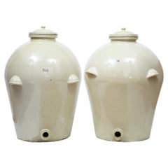 Used Pair of Massive Doulton of Llondon RMS Shipping Stoneware Alcohol Jars