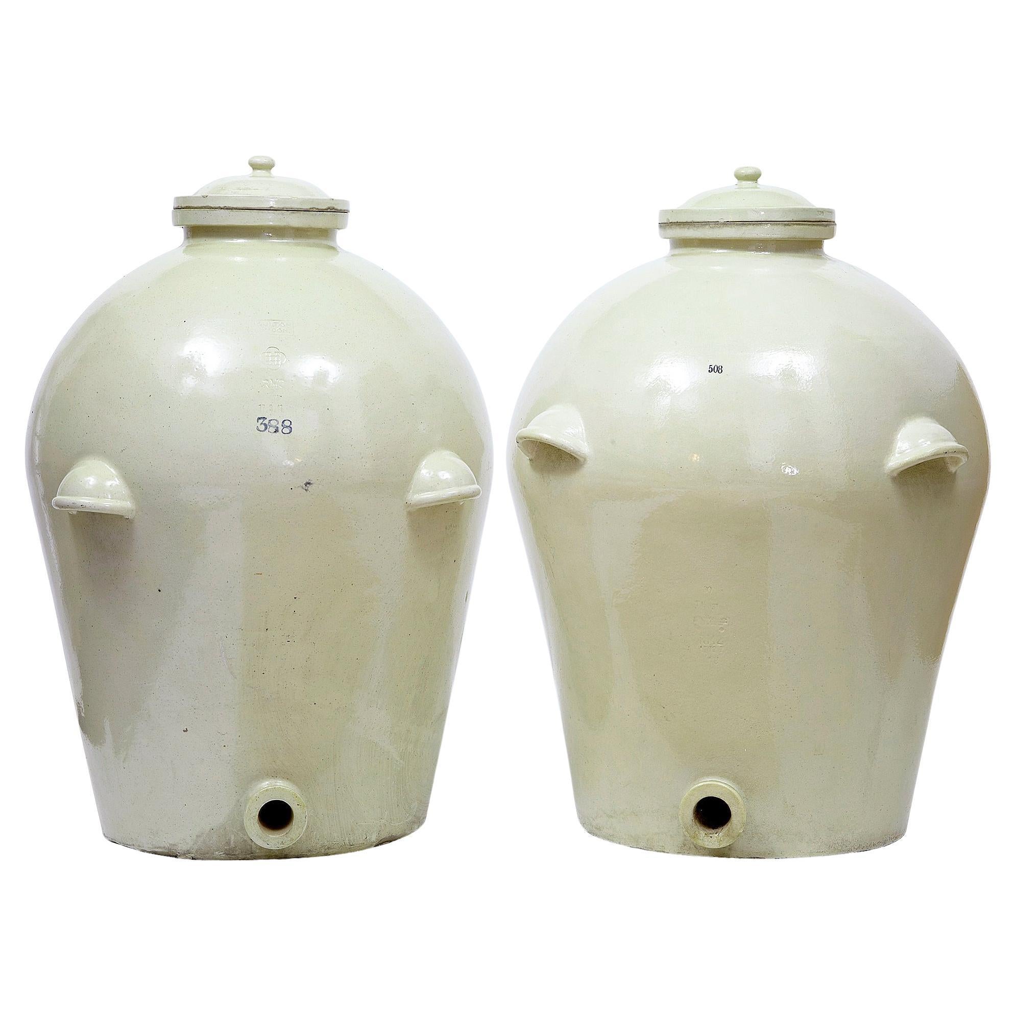 Pair of massive Doulton of London rms shipping stoneware alcohol jars For Sale