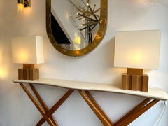 Paar massive Ulmenholzlampen von Maison Regain. Frankreich, 1960er Jahre