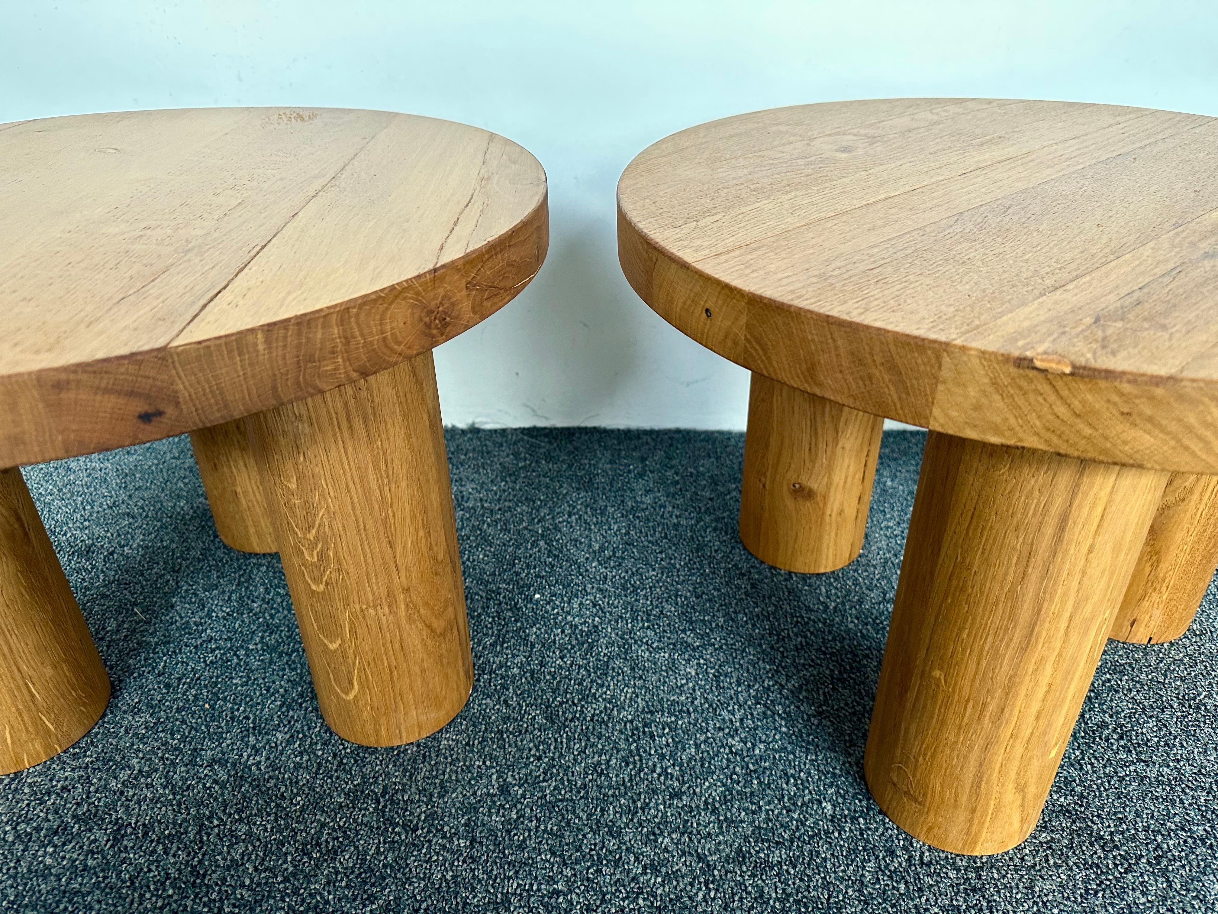 Pair of Massive Elm Wood Side Tables. France, 1960s In Good Condition For Sale In SAINT-OUEN, FR