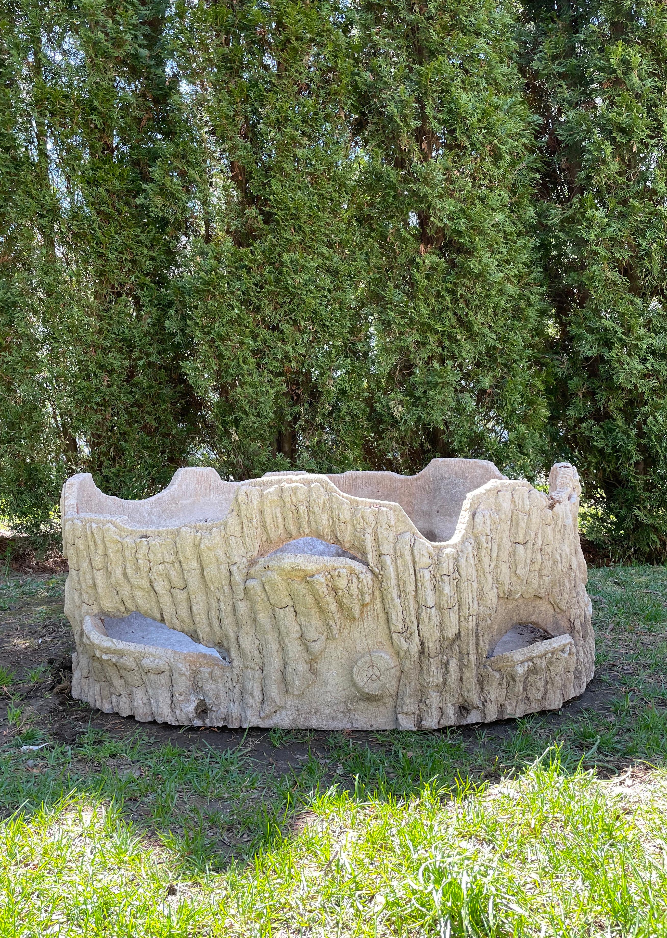 Pair of Massive French Faux Bois Tree Planters 12