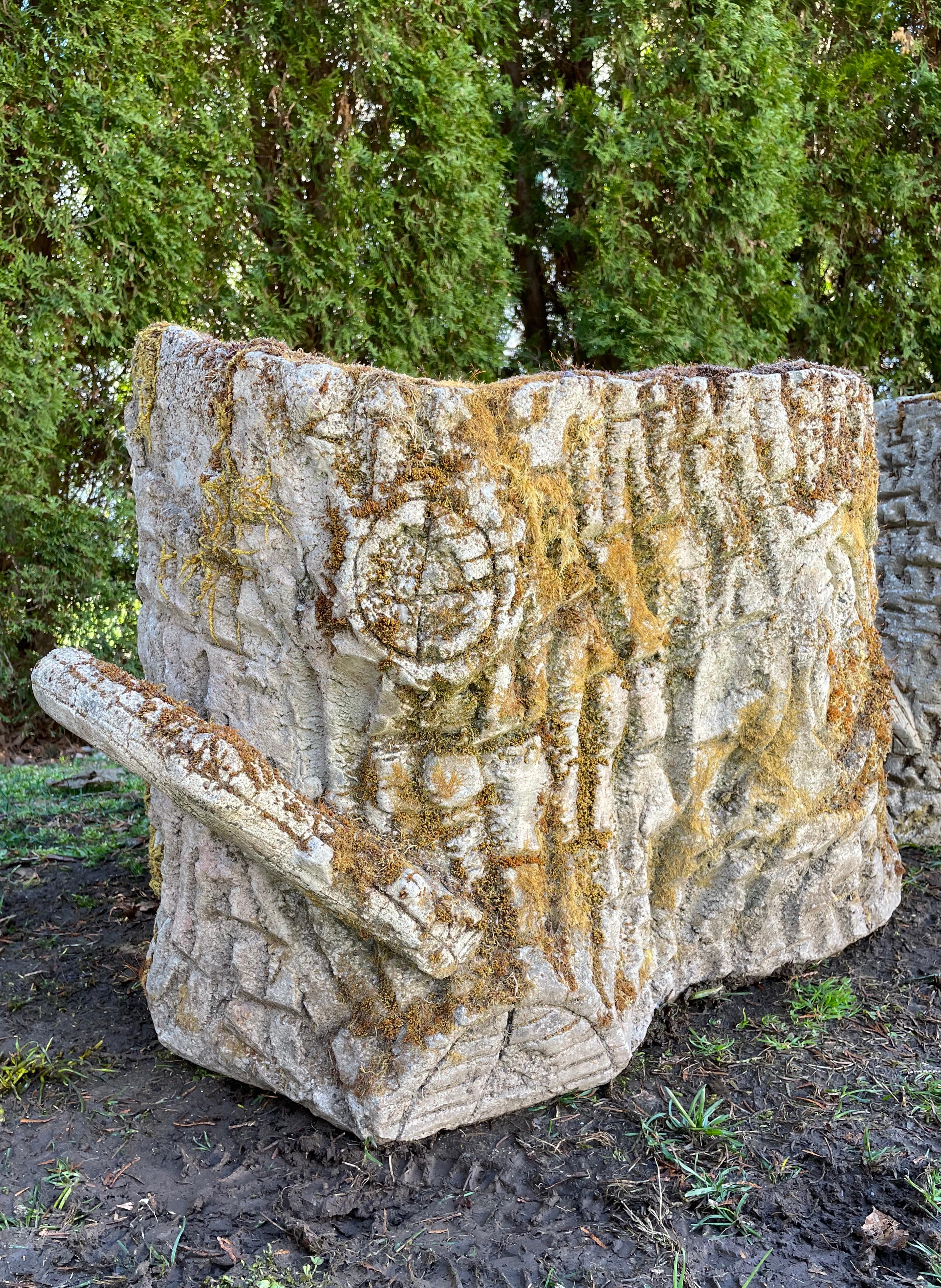 Pair of Massive French Faux Bois Tree Planters 3