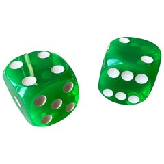 Pair of Massive Green Lucite Dice