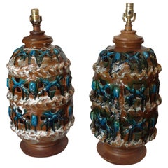 Pair of Massive Danish Midcentury Terracotta Glazed Lamps Pair of Massive Danish Midcentury Terracotta Glazed Lamps