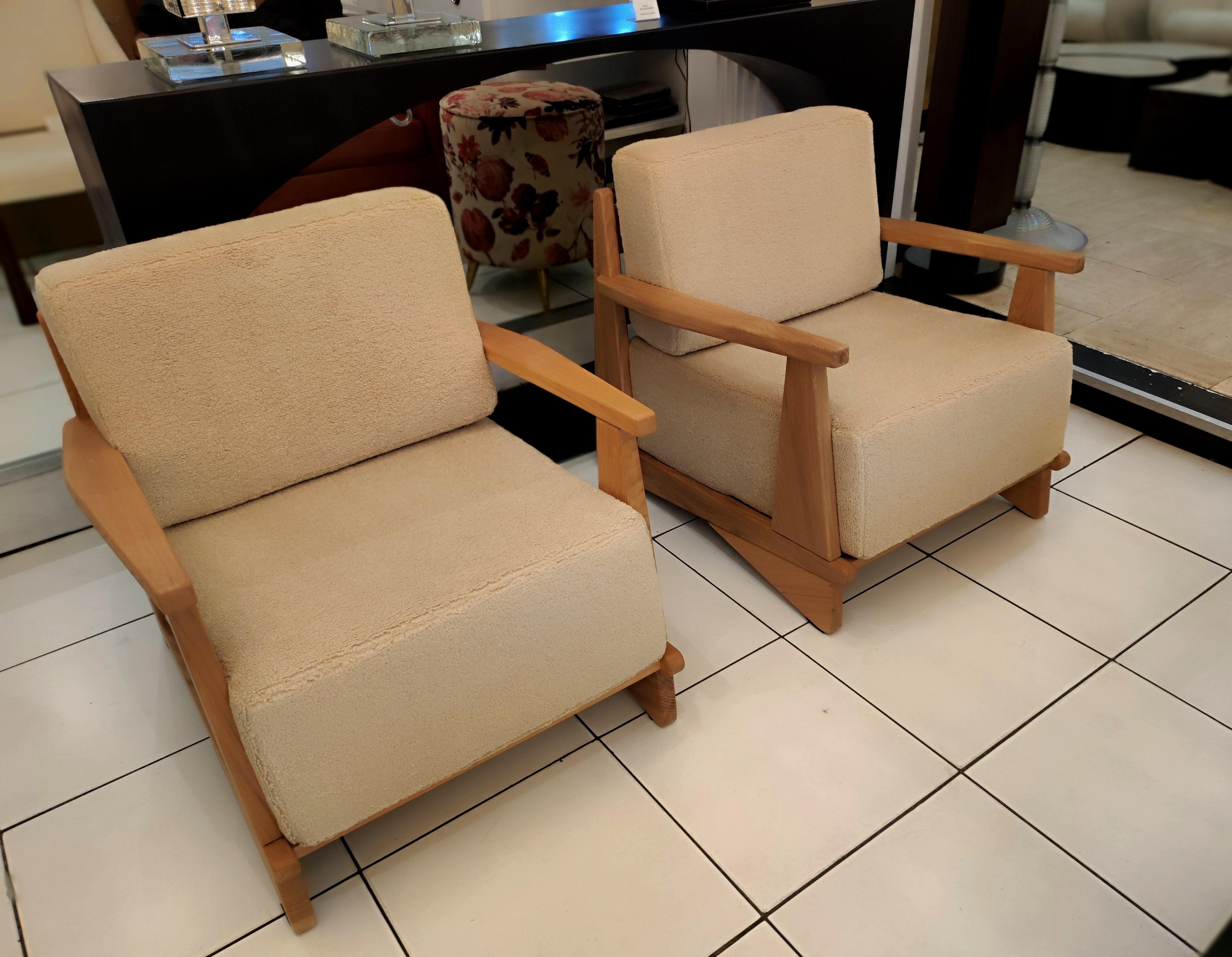 Pair of Massive Oak Wood Armchairs, Attb Maison Regain For Sale 5