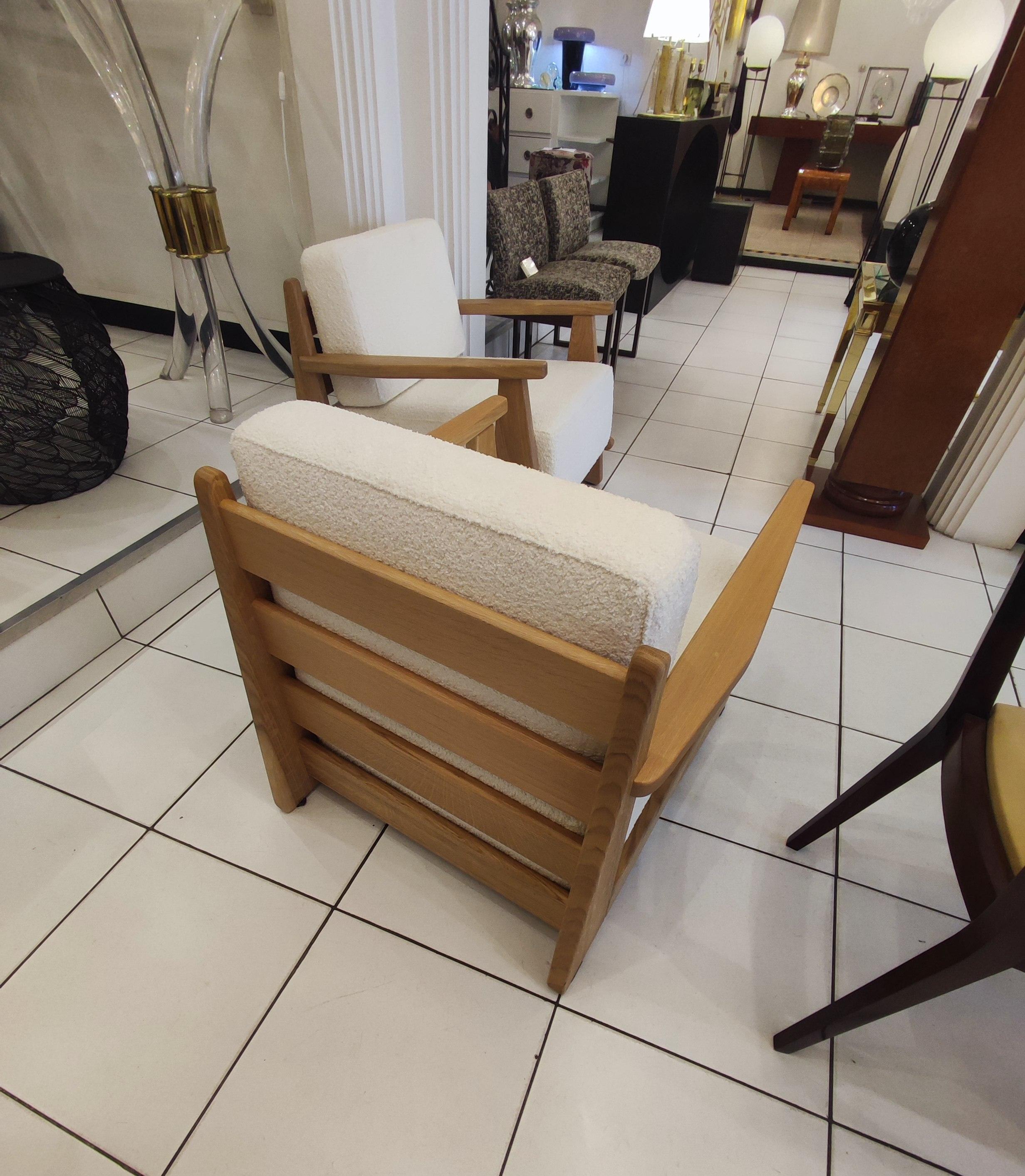 Pair of Massive Oak Wood Armchairs, Attb Maison Regain For Sale 6
