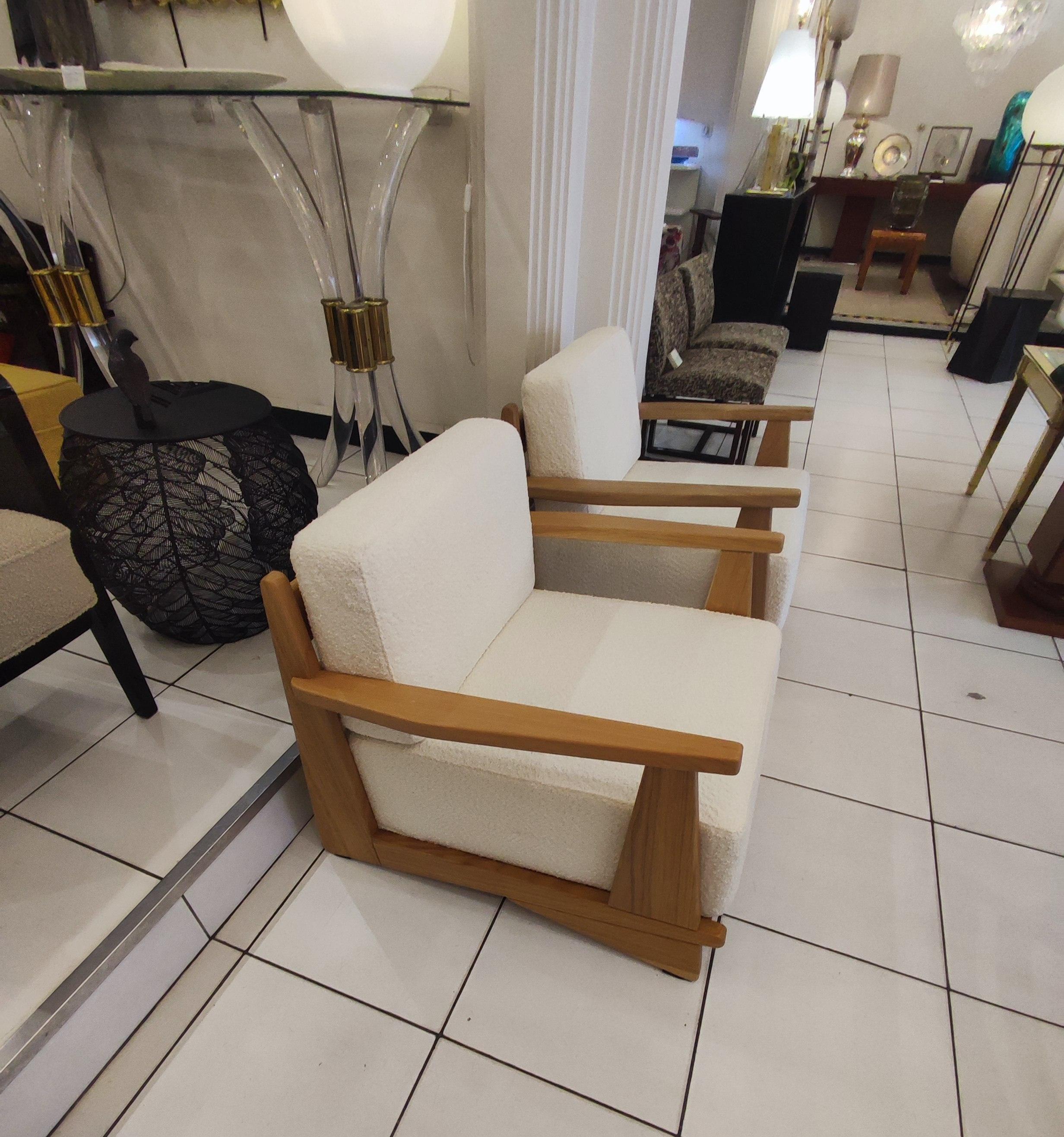 Pair of Massive Oak Wood Armchairs, Attb Maison Regain For Sale 8