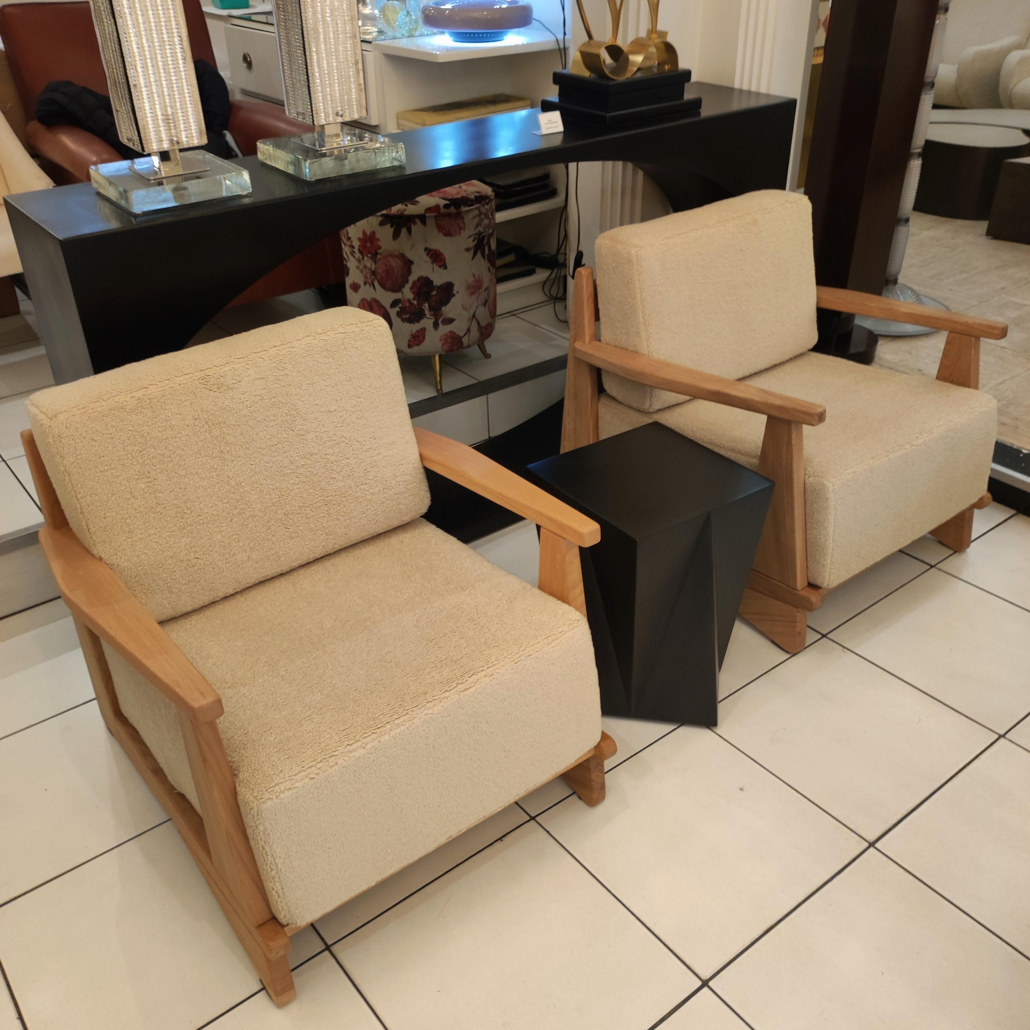 Pair of Massive Oak Wood Armchairs, Attb Maison Regain For Sale 9