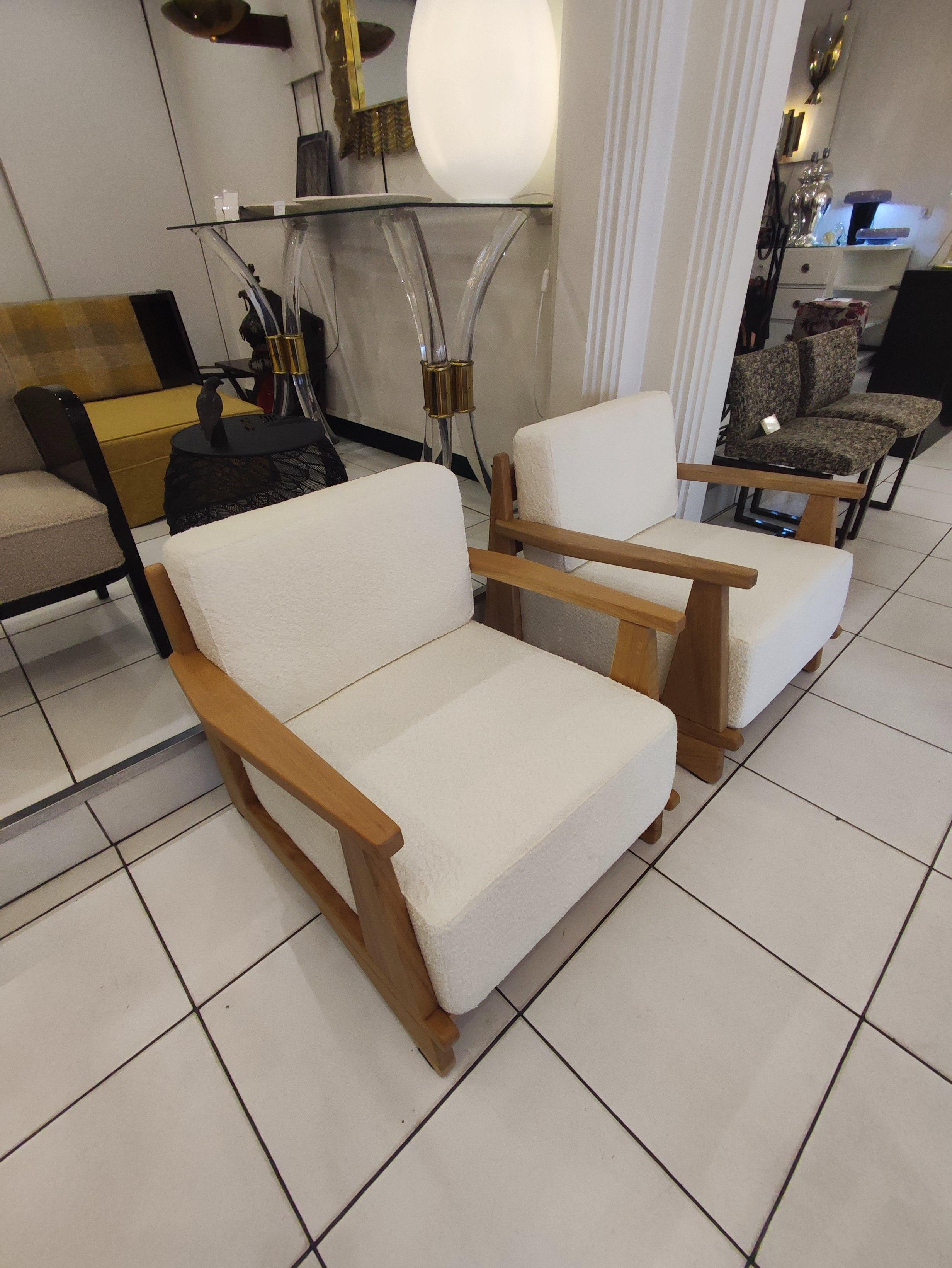 Pair of Massive Oak Wood Armchairs, Attb Maison Regain For Sale 9
