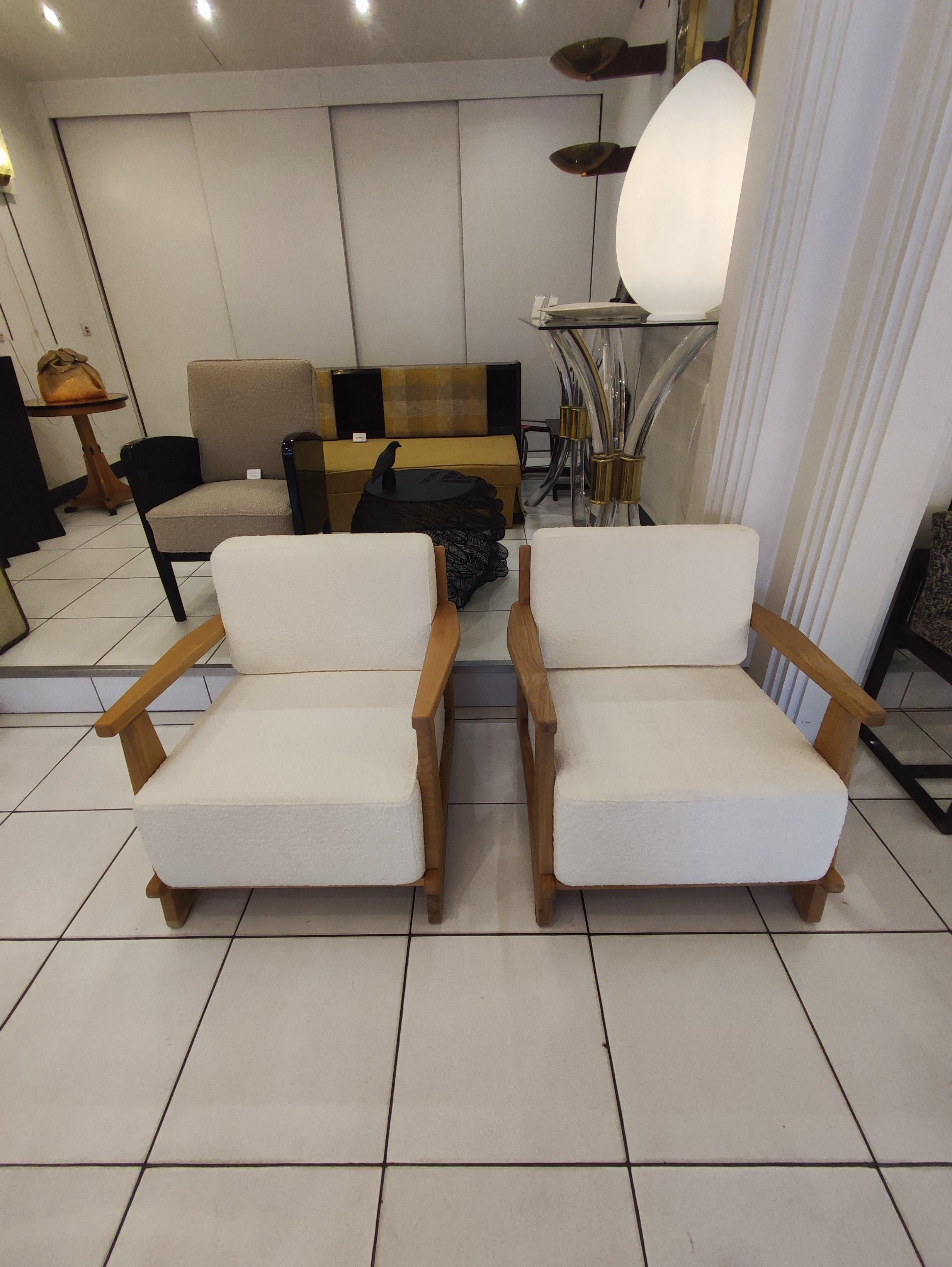Pair of Massive Oak Wood Armchairs, Attb Maison Regain For Sale 10