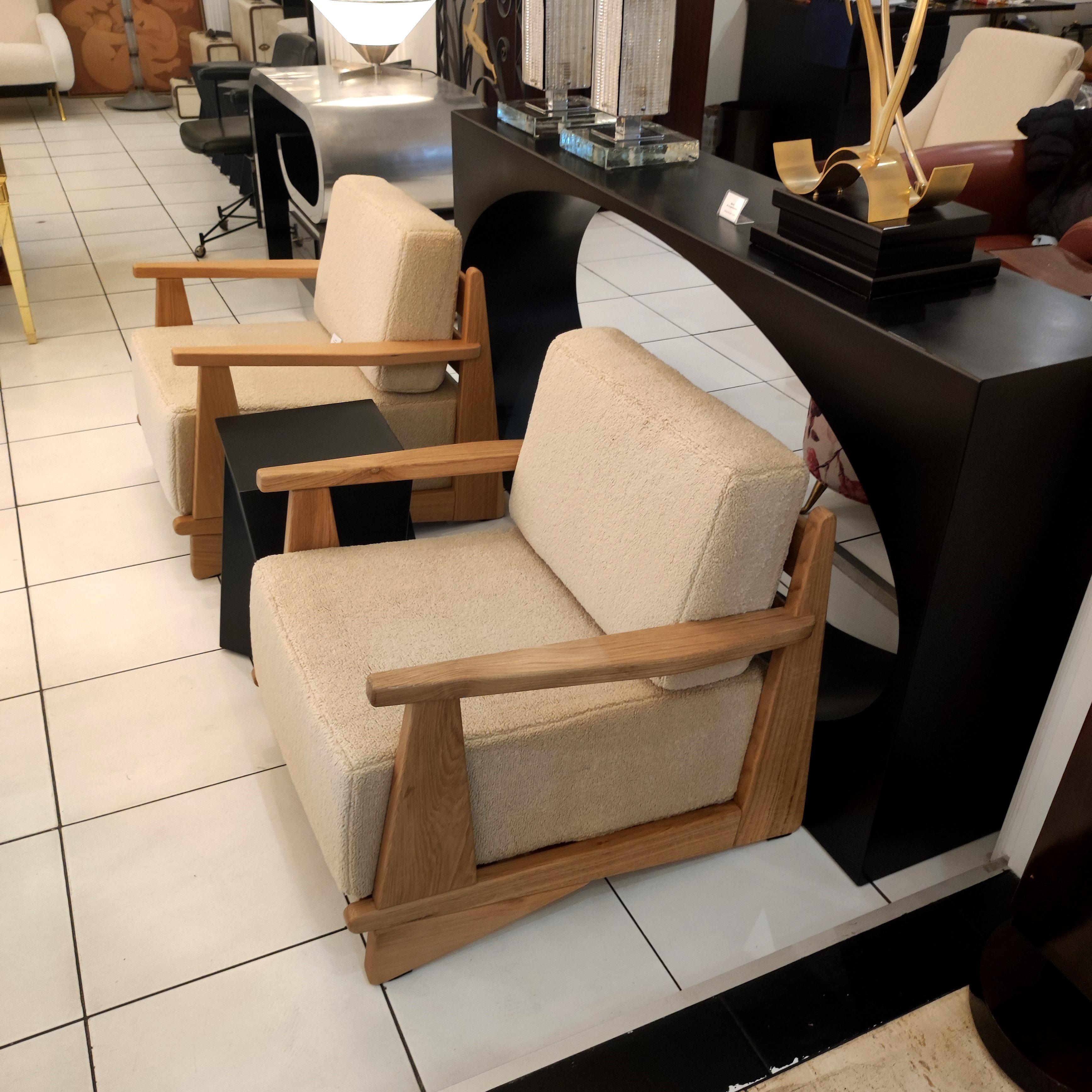 Pair of Massive Oak Wood Armchairs, Attb Maison Regain For Sale 11