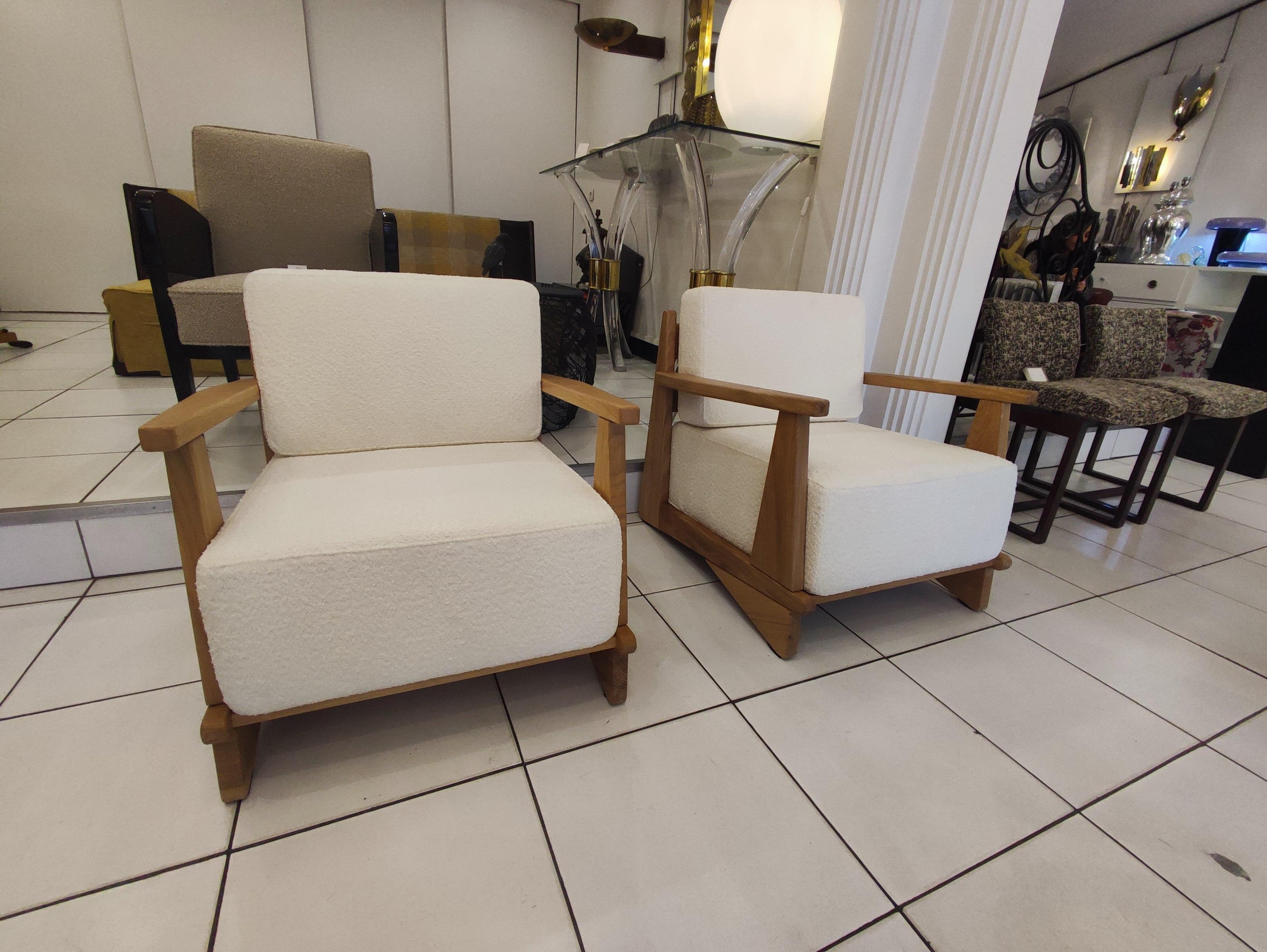 Late 20th Century Pair of Massive Oak Wood Armchairs, Attb Maison Regain For Sale