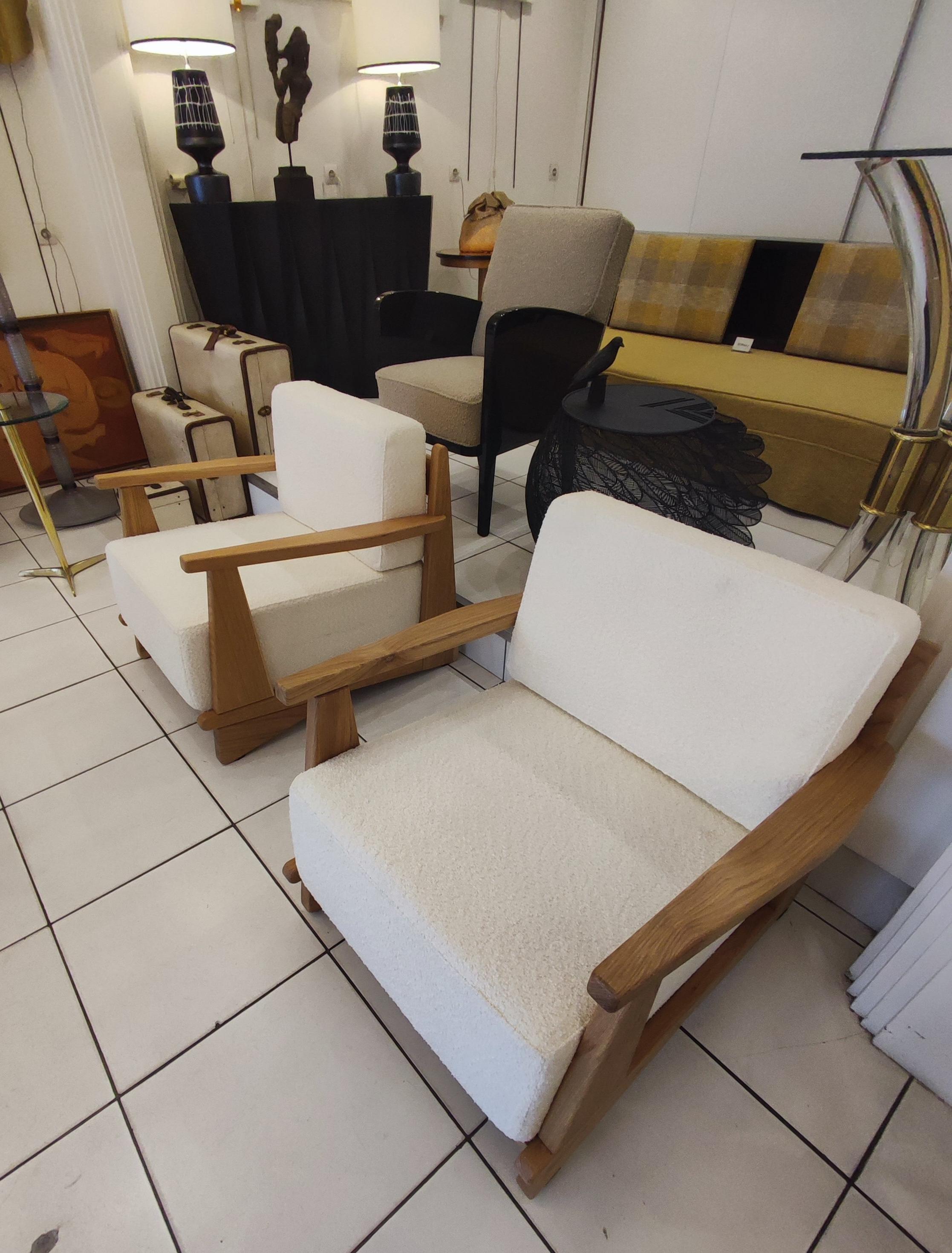 Pair of Massive Oak Wood Armchairs, Attb Maison Regain For Sale 1