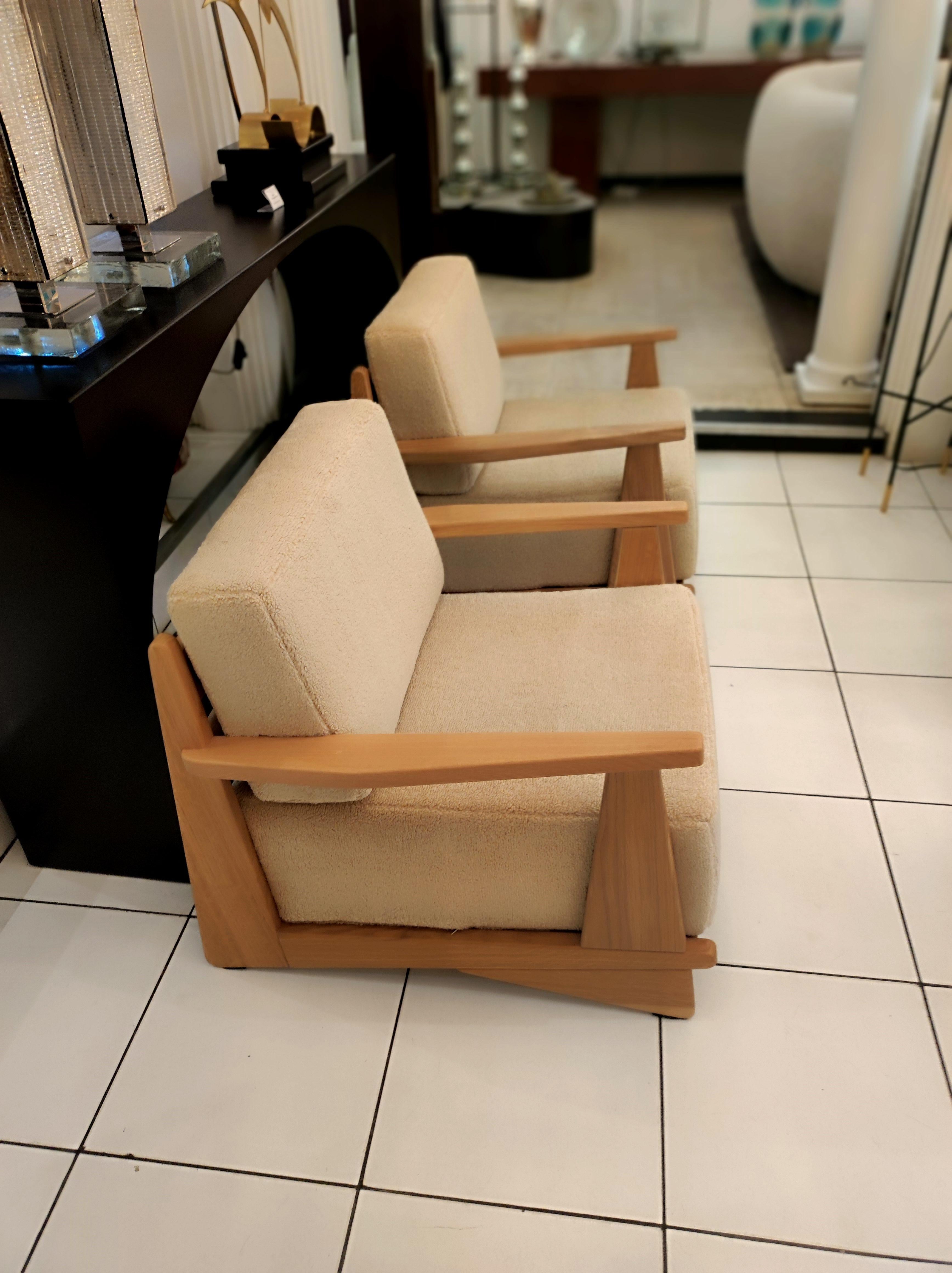 Pair of Massive Oak Wood Armchairs, Attb Maison Regain For Sale 3