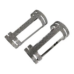 Pair of Massive Tapered Pave Crystal Cuffs, Italy
